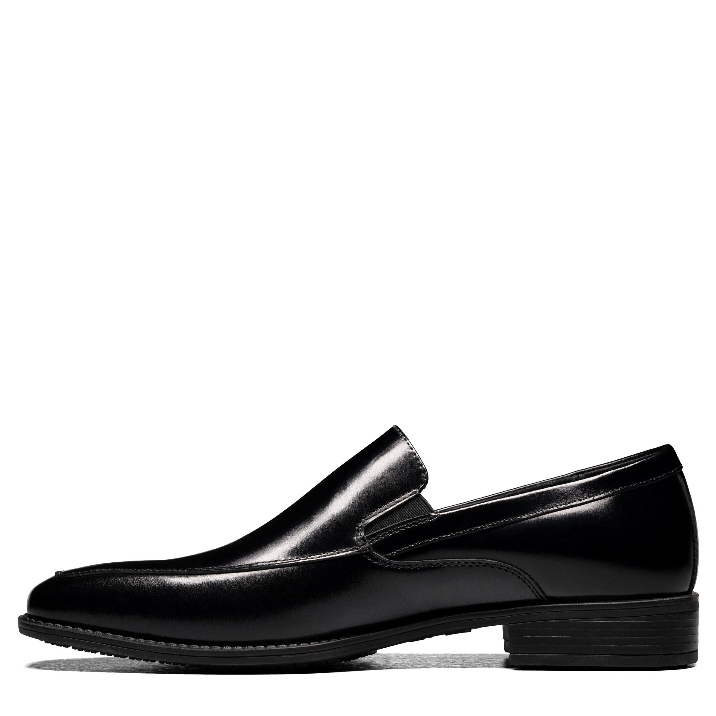 Stacy Adams Blake Mens Leather Moc-Toe Slip-On Dress Shoes, 9 Medium, Black