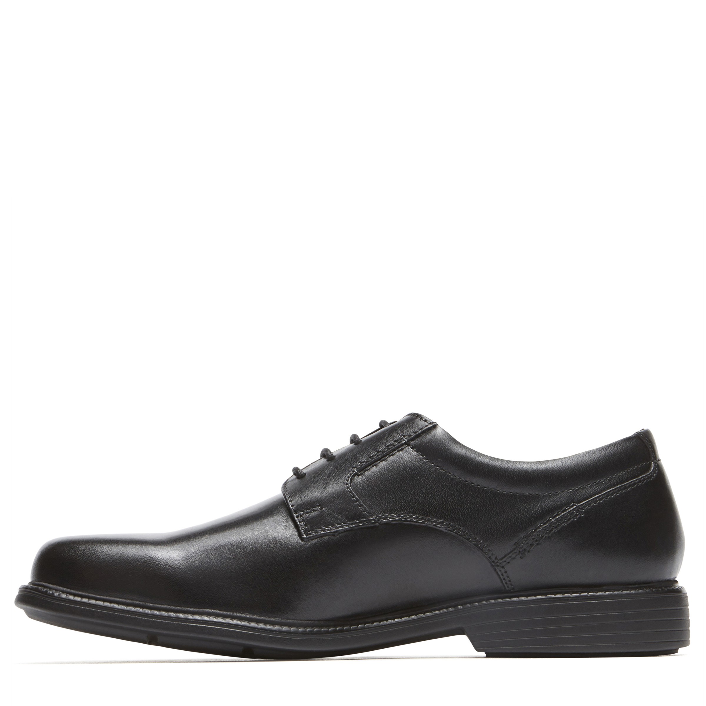 New Mens Rockport Black Charlesroad Plaintoe Leather Shoes Lace Up 