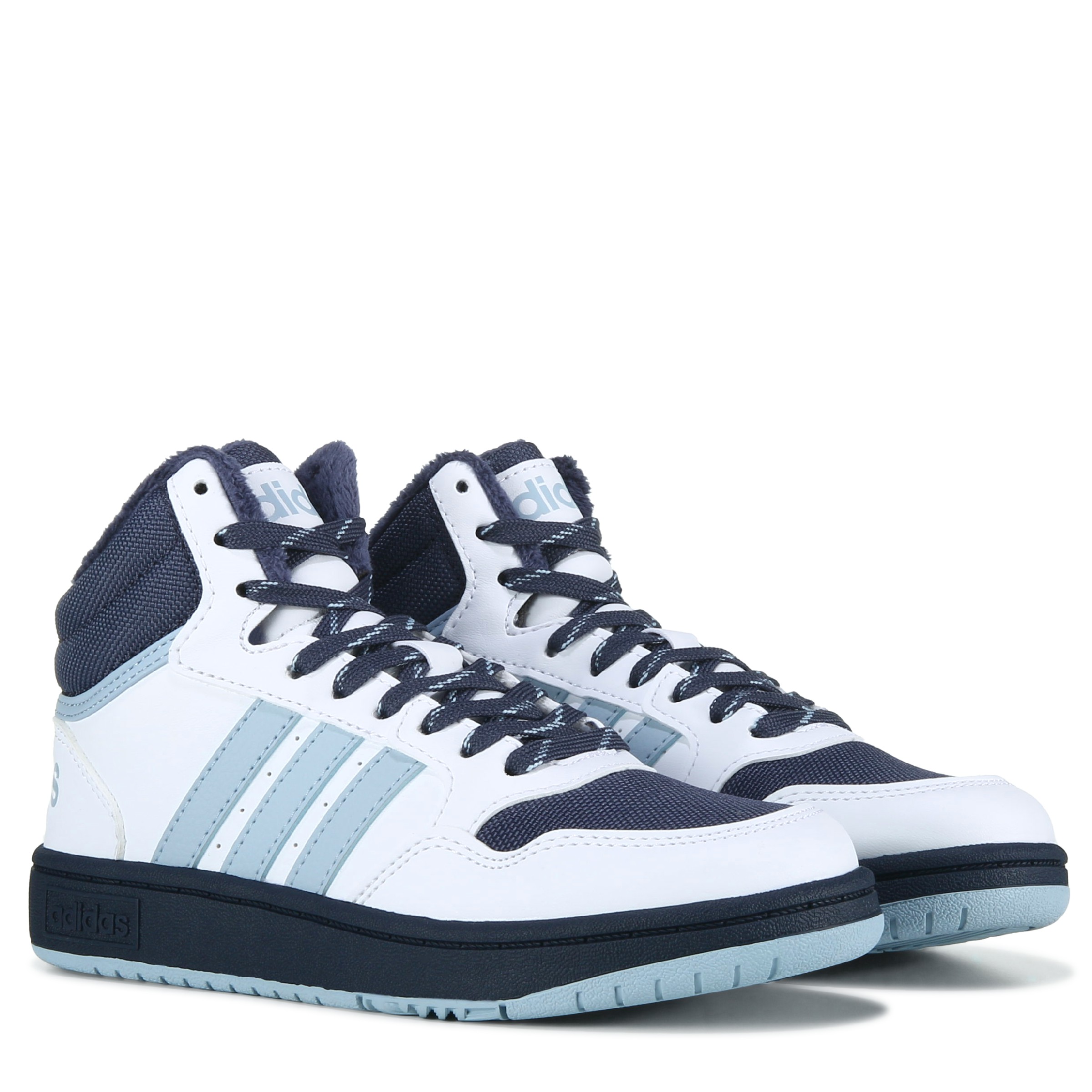 Adidas Kid's Hoops 3.0 Mid White Blue Size:6