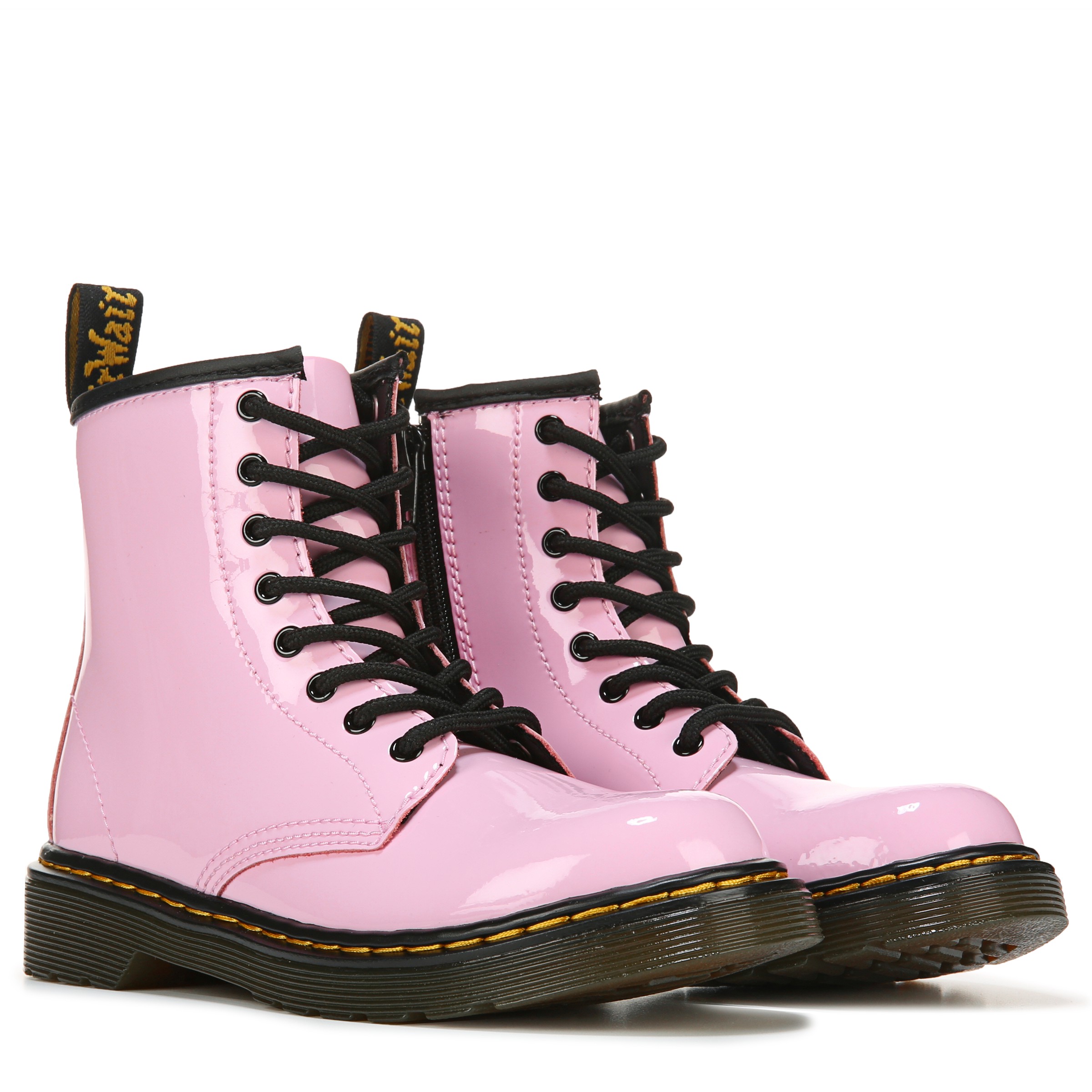 Girls Pink Patent Leather Lace Up Combat Boots, Ships Fast!