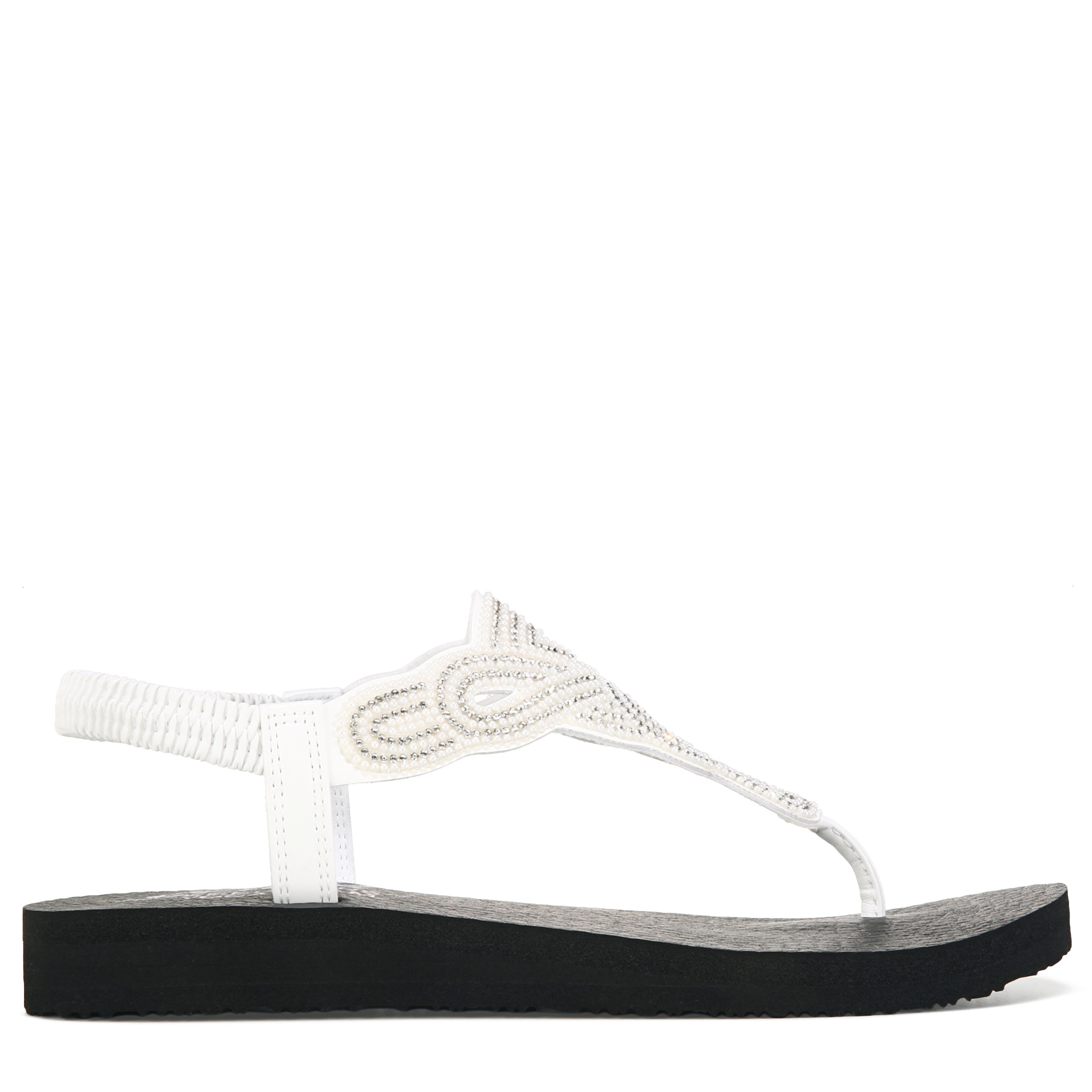 Skechers Yoga Foam Vegan Sparkle Black Womens Sandals Comfort Size 7 NWT