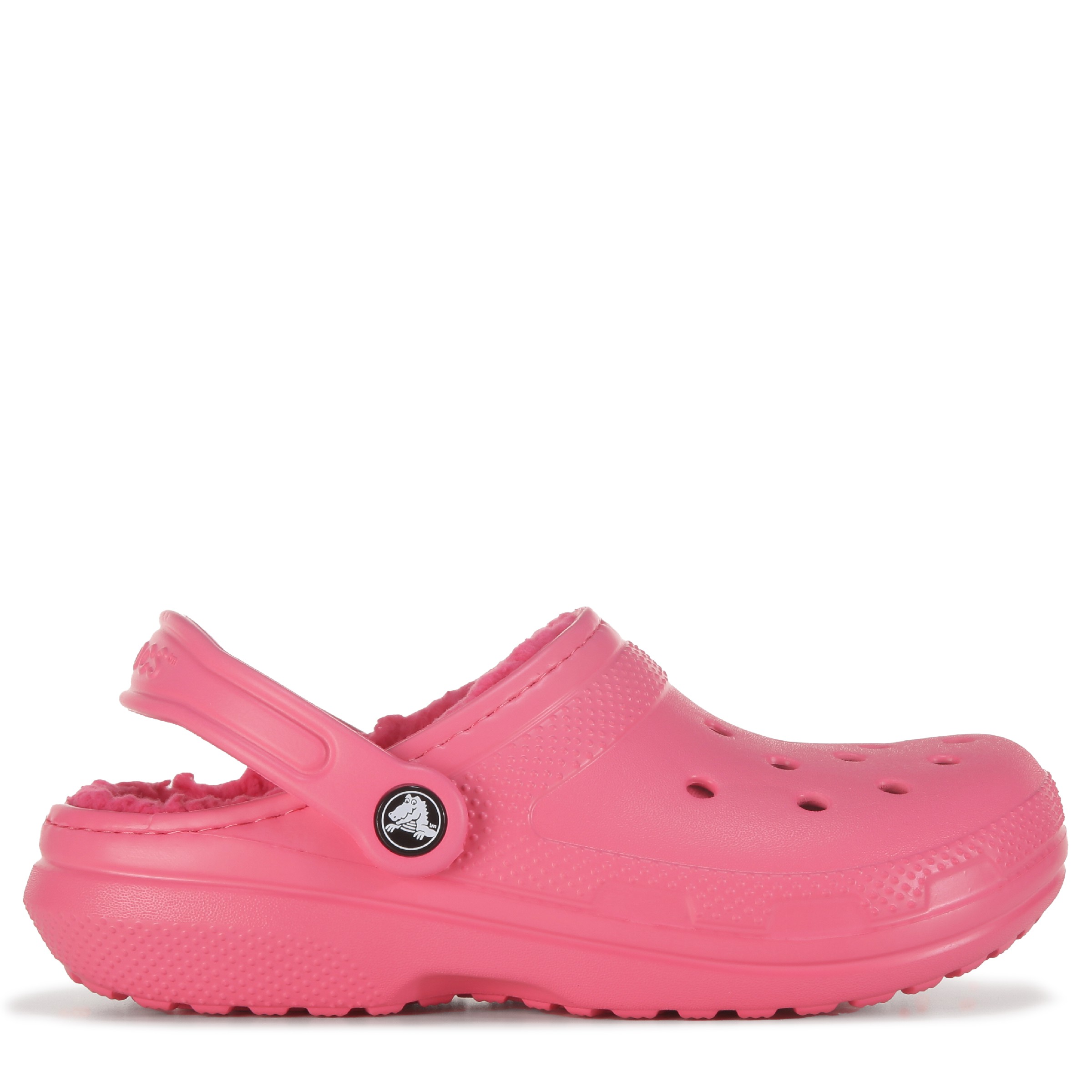 Pink crocs hot sale with fuzz