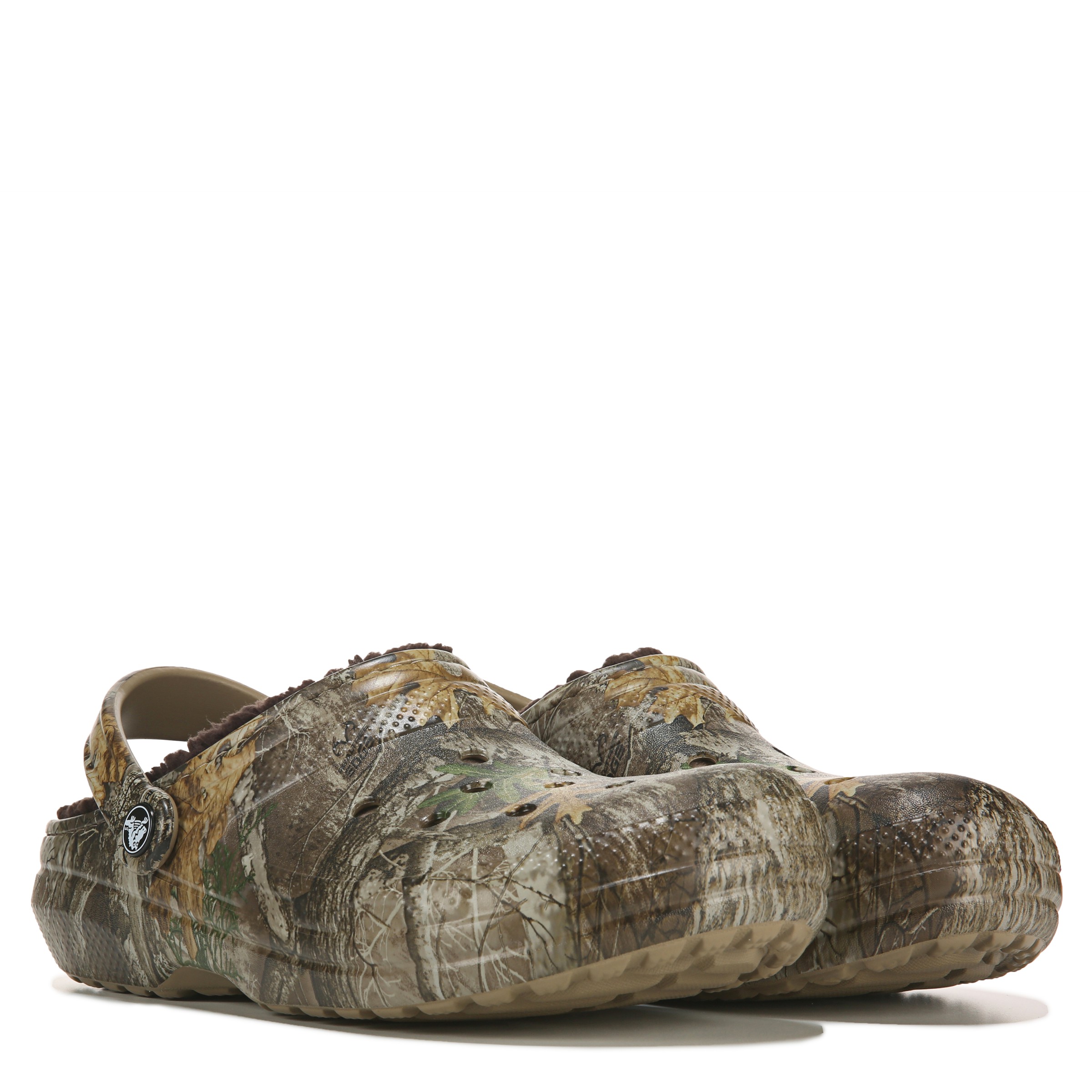 camo fuzzy crocs mens