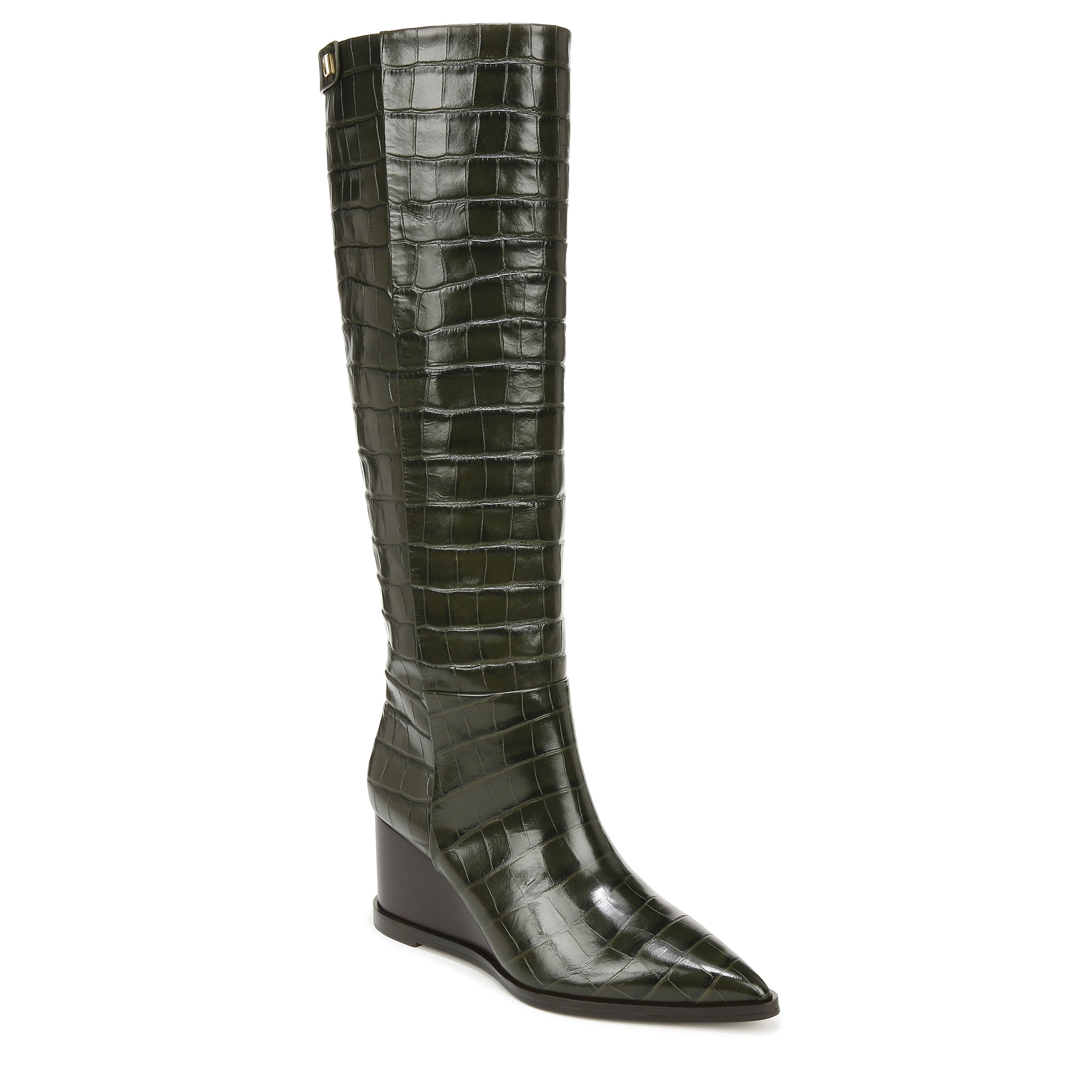 Black knee high boots hotsell wedge heel