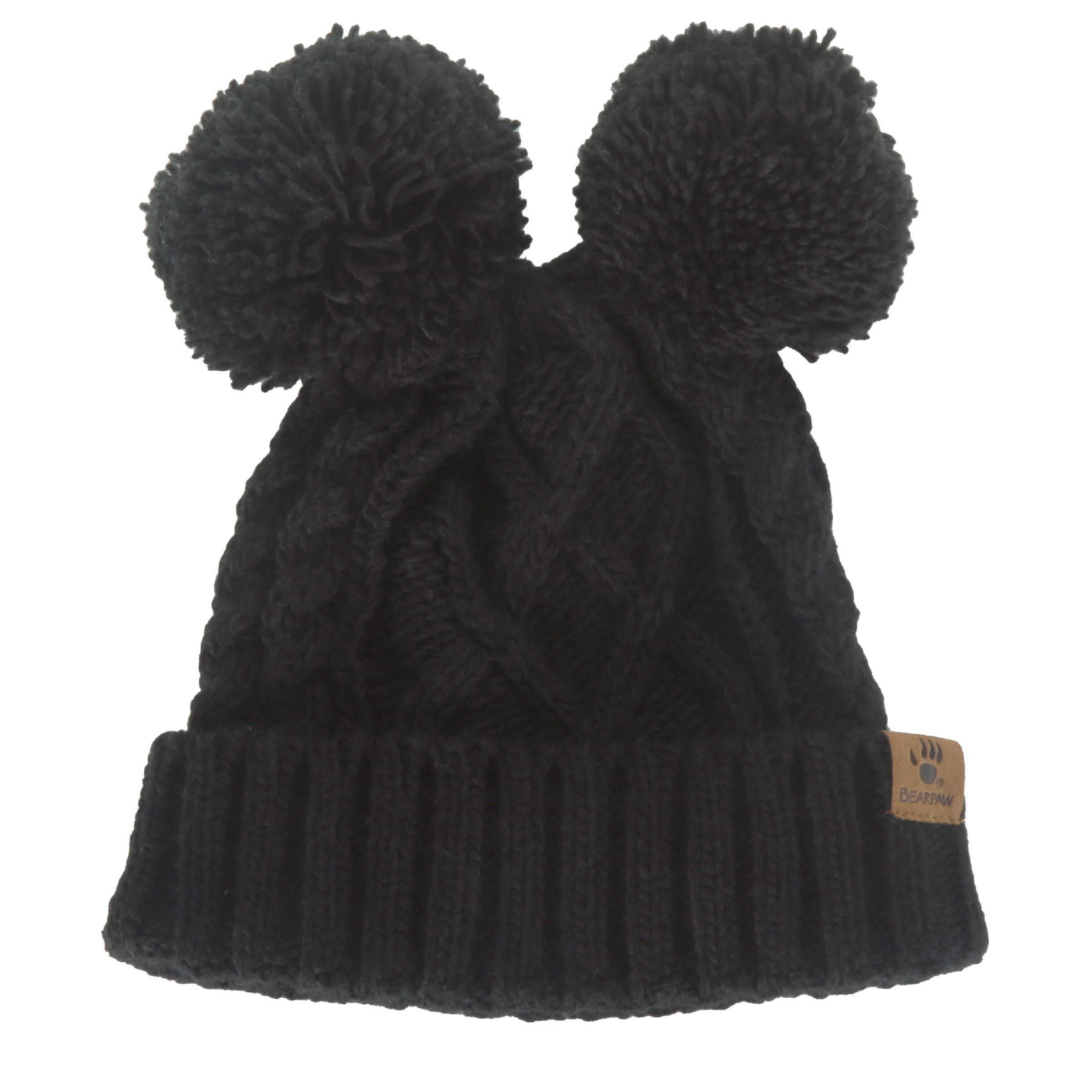 Kid's Cable Double Pom Beanie Knit Hat