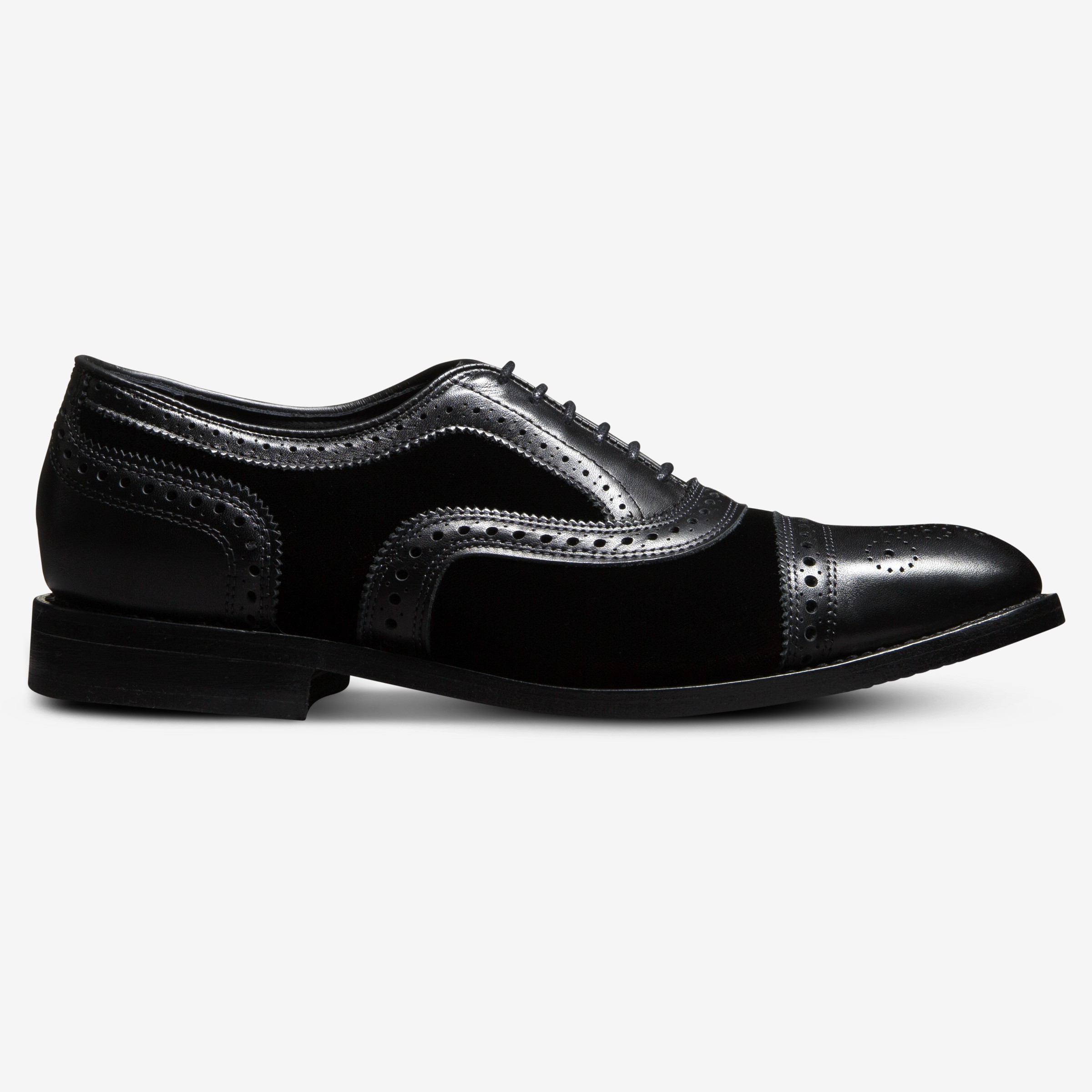 Black Suede/velvet Patent Leather Men Oxford Brogue Shoes 