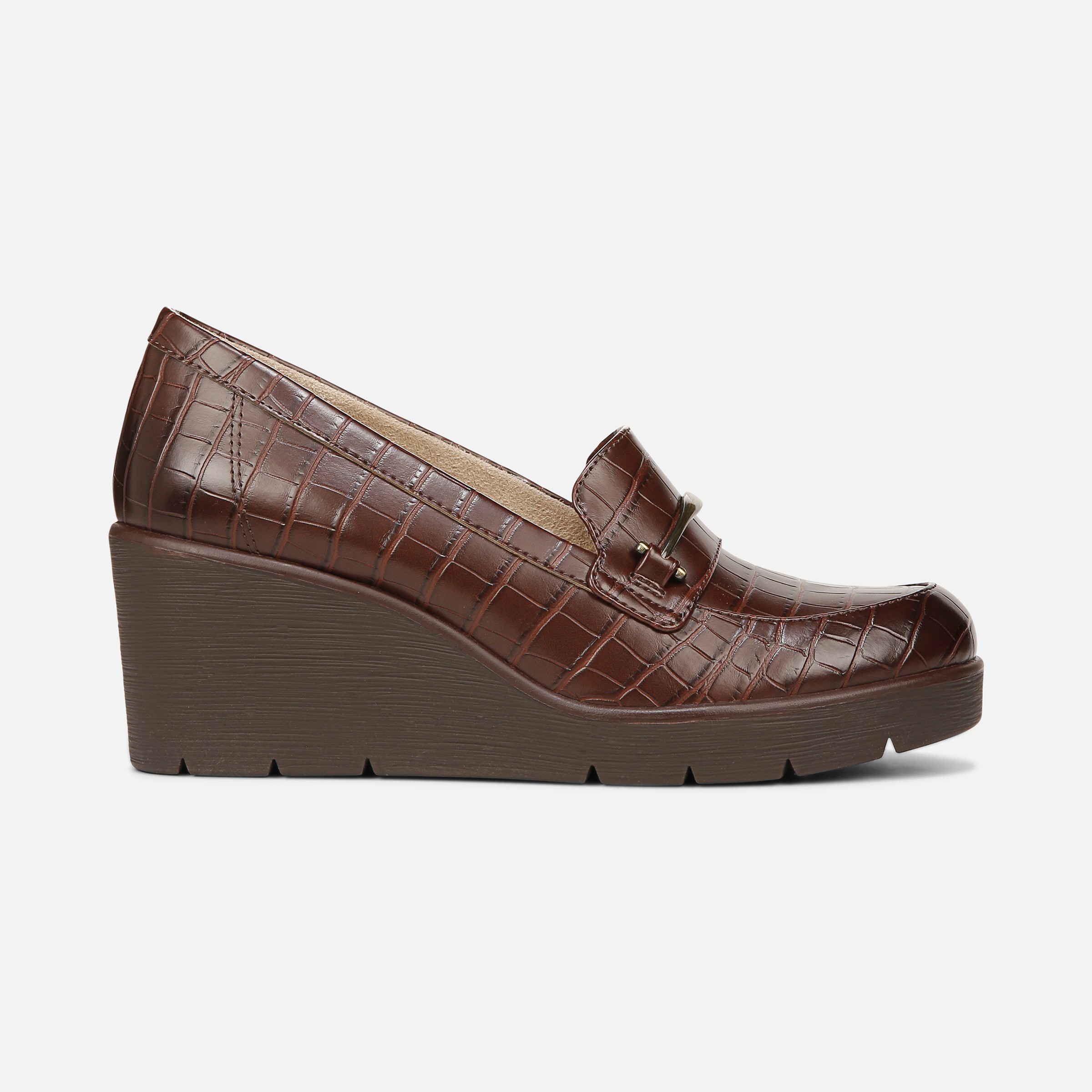 Leather 2024 wedge loafers