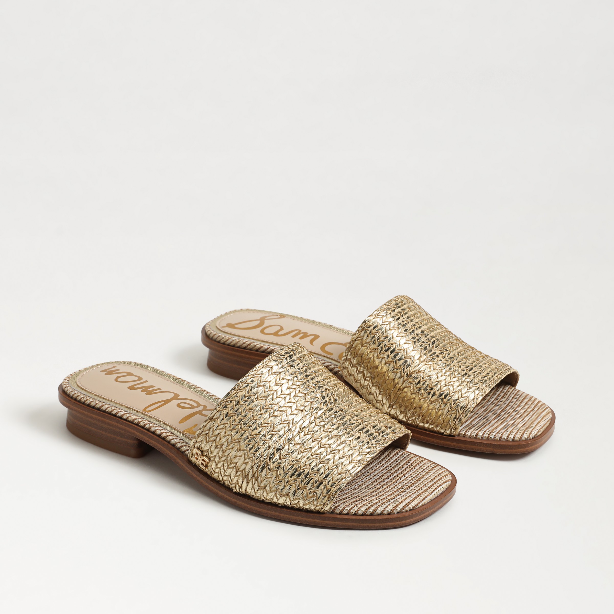Sam Edelman Sabrina Mule Slide Sandal Sunny Gold Raffia In Gold