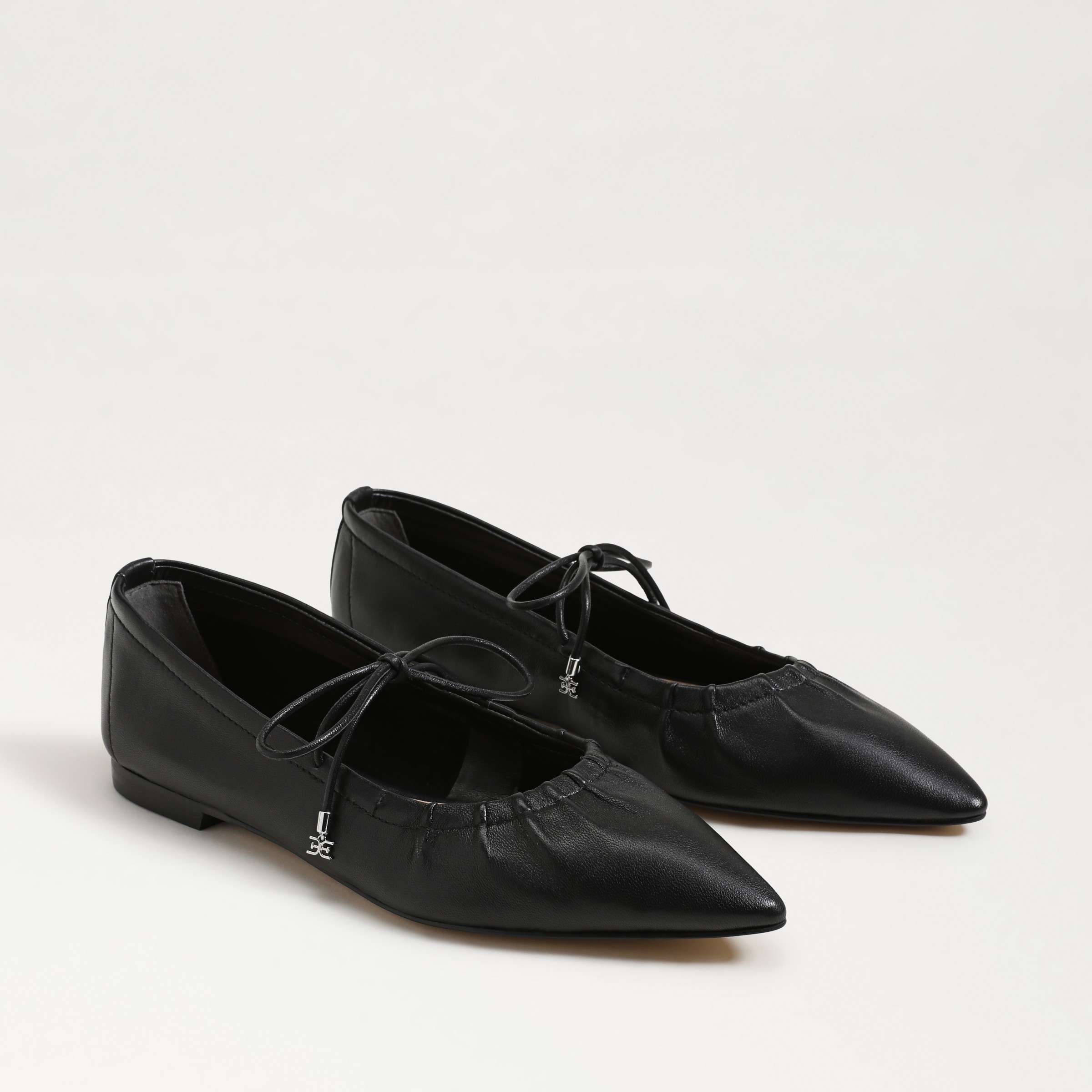 Shop Sam Edelman Bri Pointed Toe Flat Black Leather