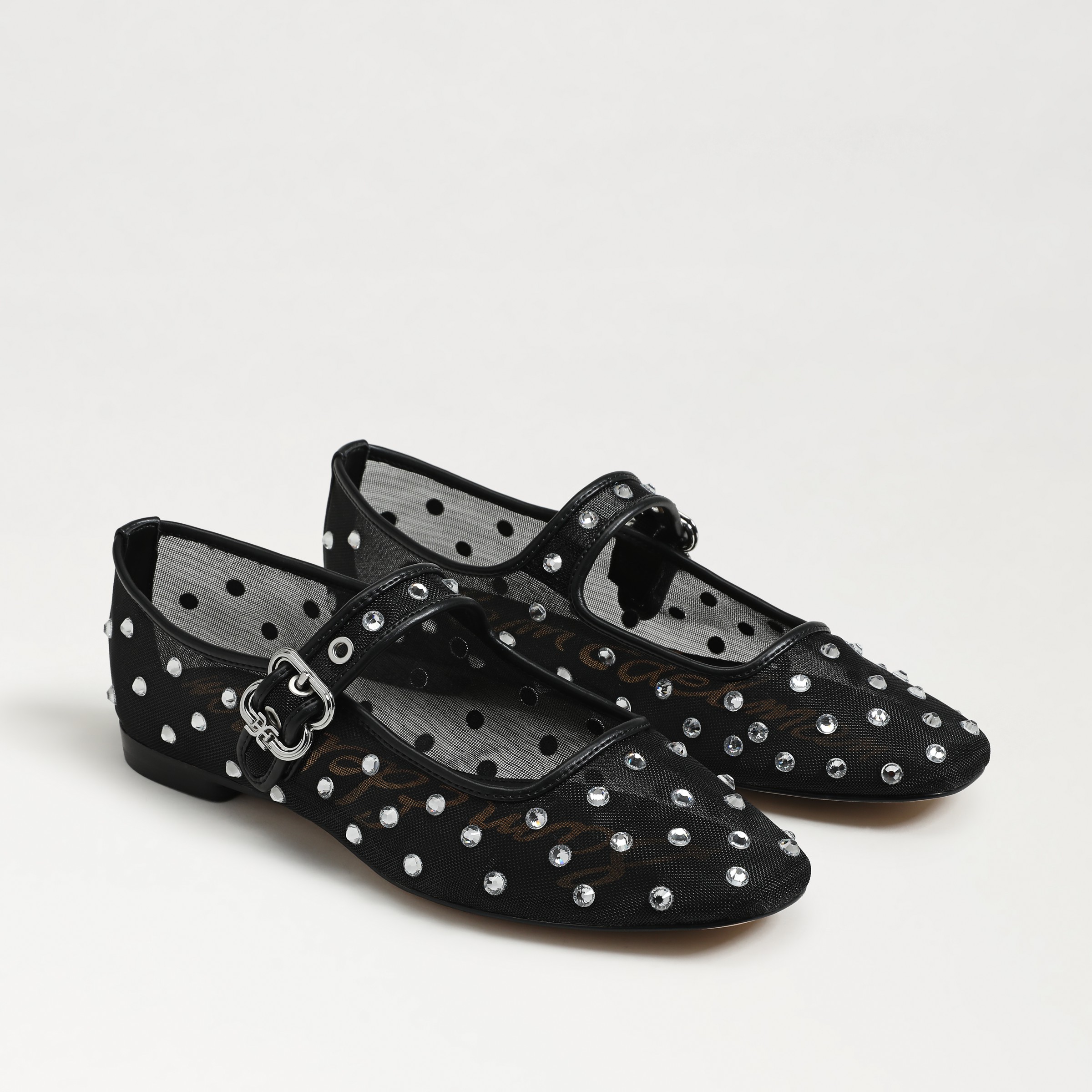 Sam Edelman Michaela Shine Womens Embellished Mesh Ballet Flats In Black