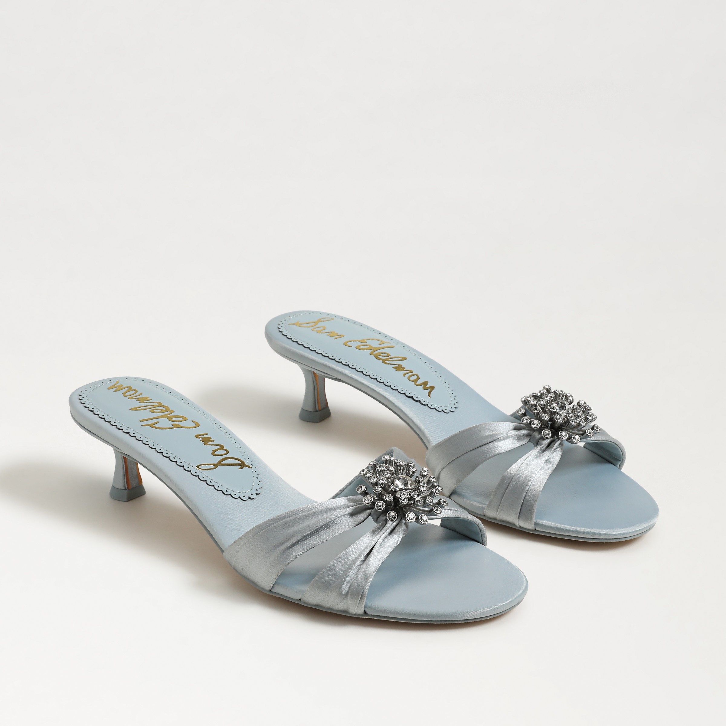 Sam Edelman Cindie Kitten Heel Mule Cape Blue Satin In Blue