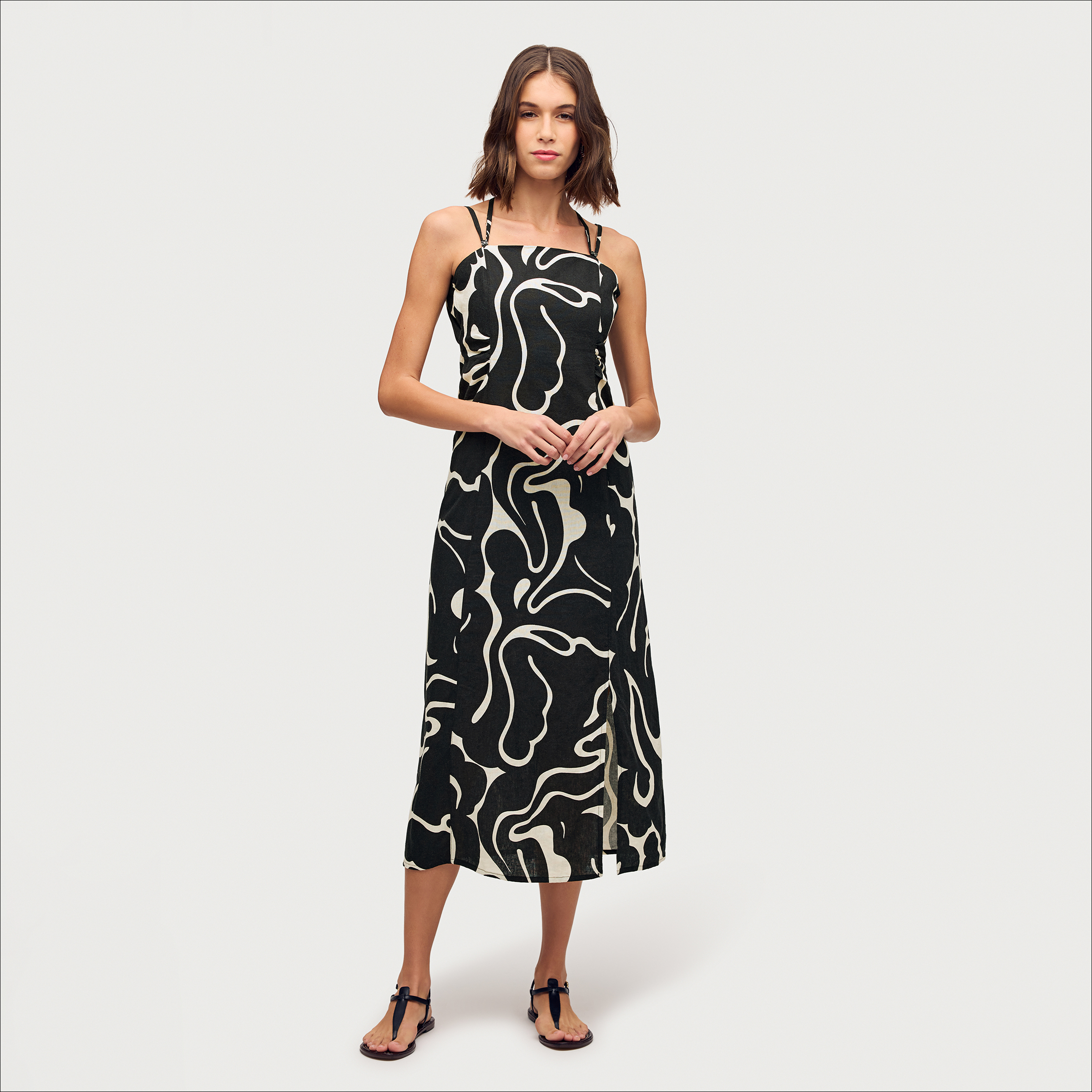 Shop Sam Edelman Merisa Midi Dress Black/white Swirl In Multi