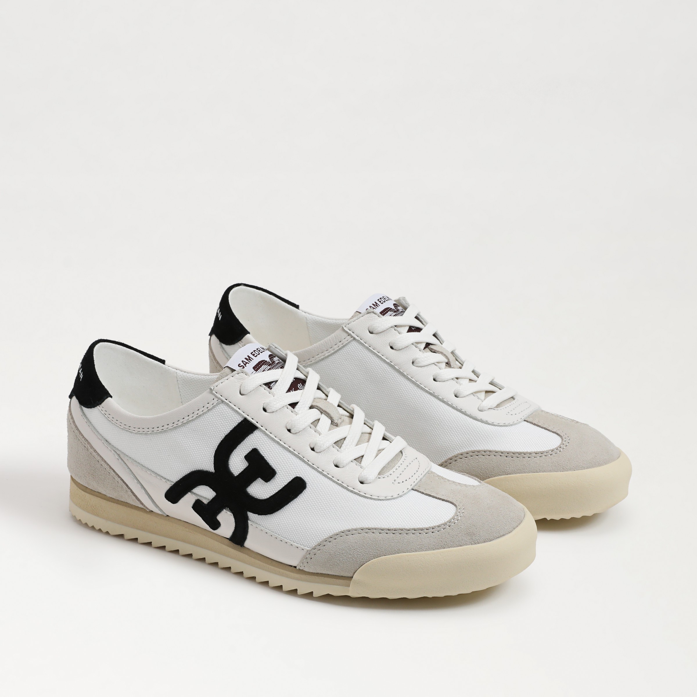 Sam Edelman Womens White Ivey Branded Leather And Suede Low-top Trainers In Multi