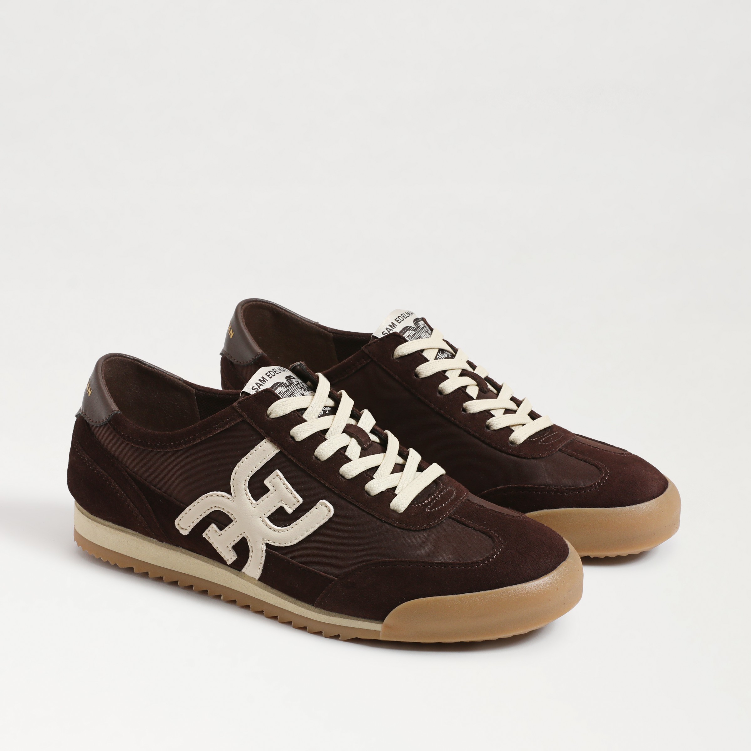 Sam Edelman Ivey Lace Up Sneaker Cafe Noir Brown Nylon In Brown