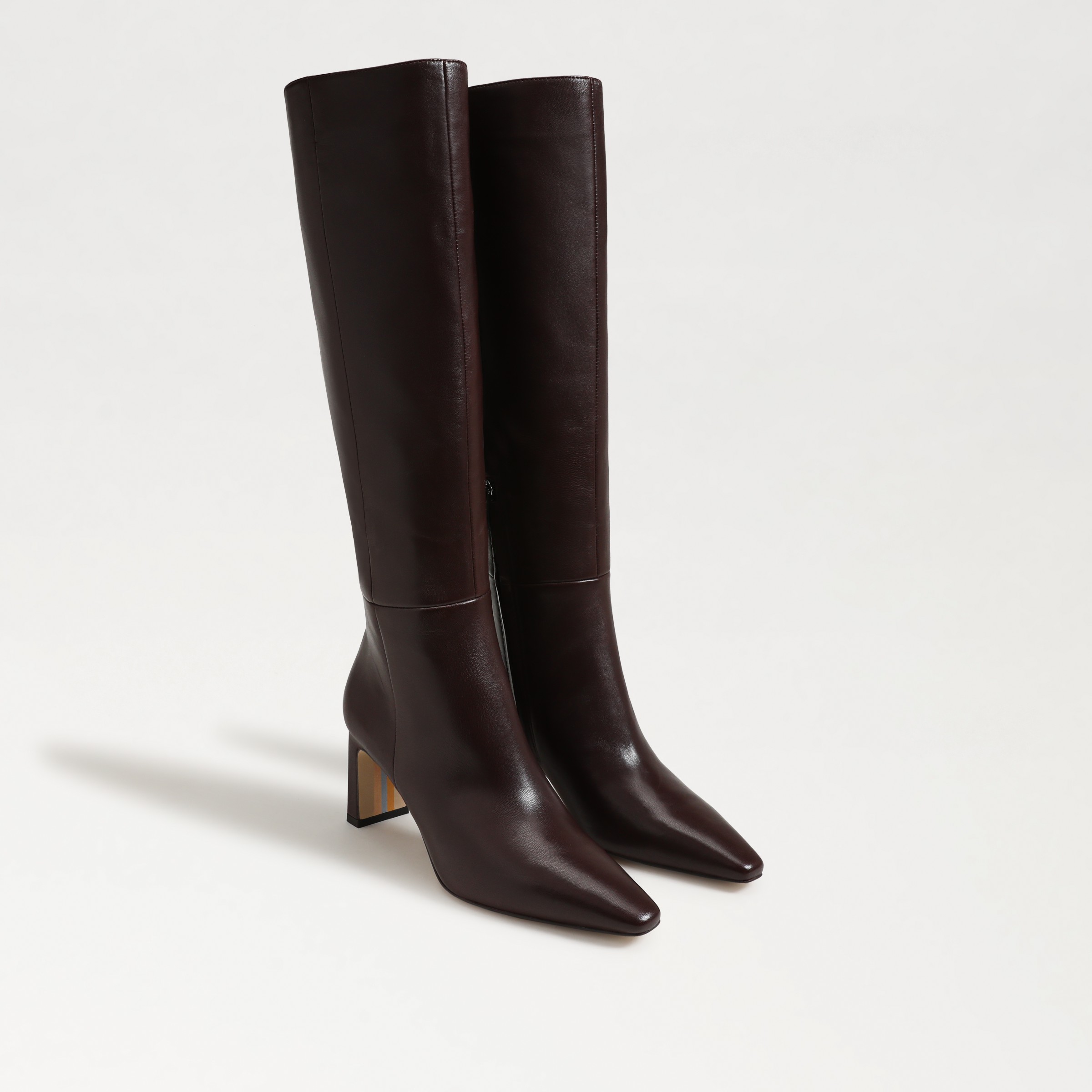 Sam Edelman Sylvia Wide Calf Knee High Boot Spiced Pecan Leather In Brown