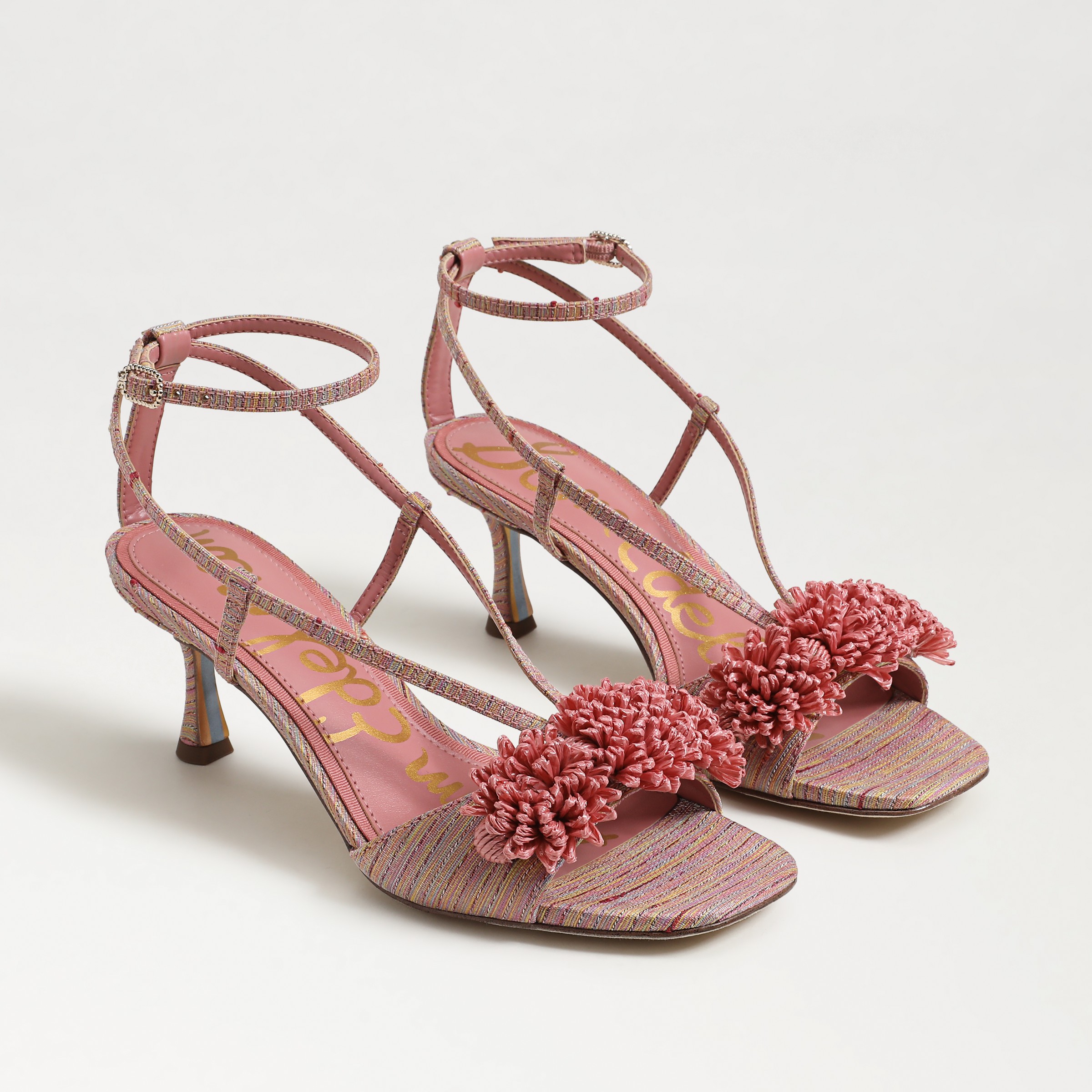 Sam Edelman Phoebe Kitten Heel Sandal Pink Lilly Silk In Pink