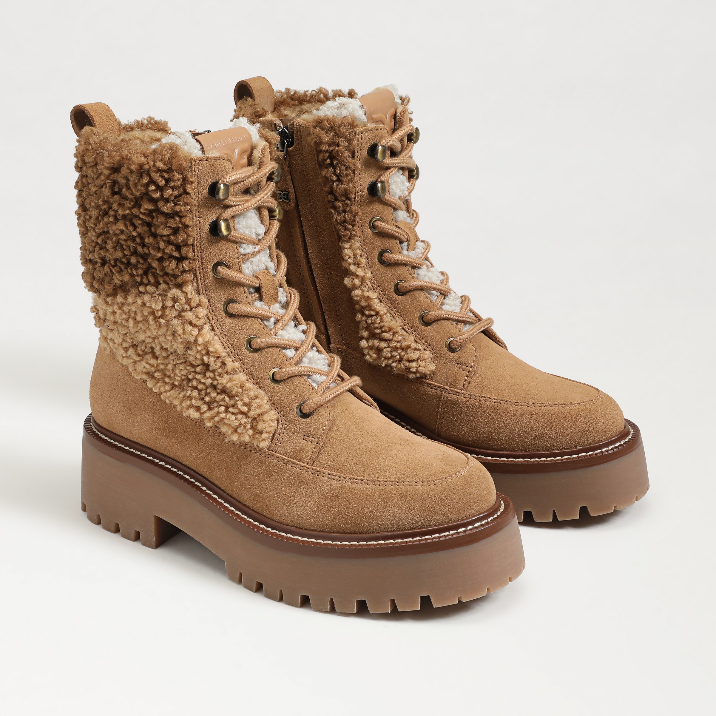 Sam Edelman Elliot Combat Boot Golden Caramel Suede In Brown