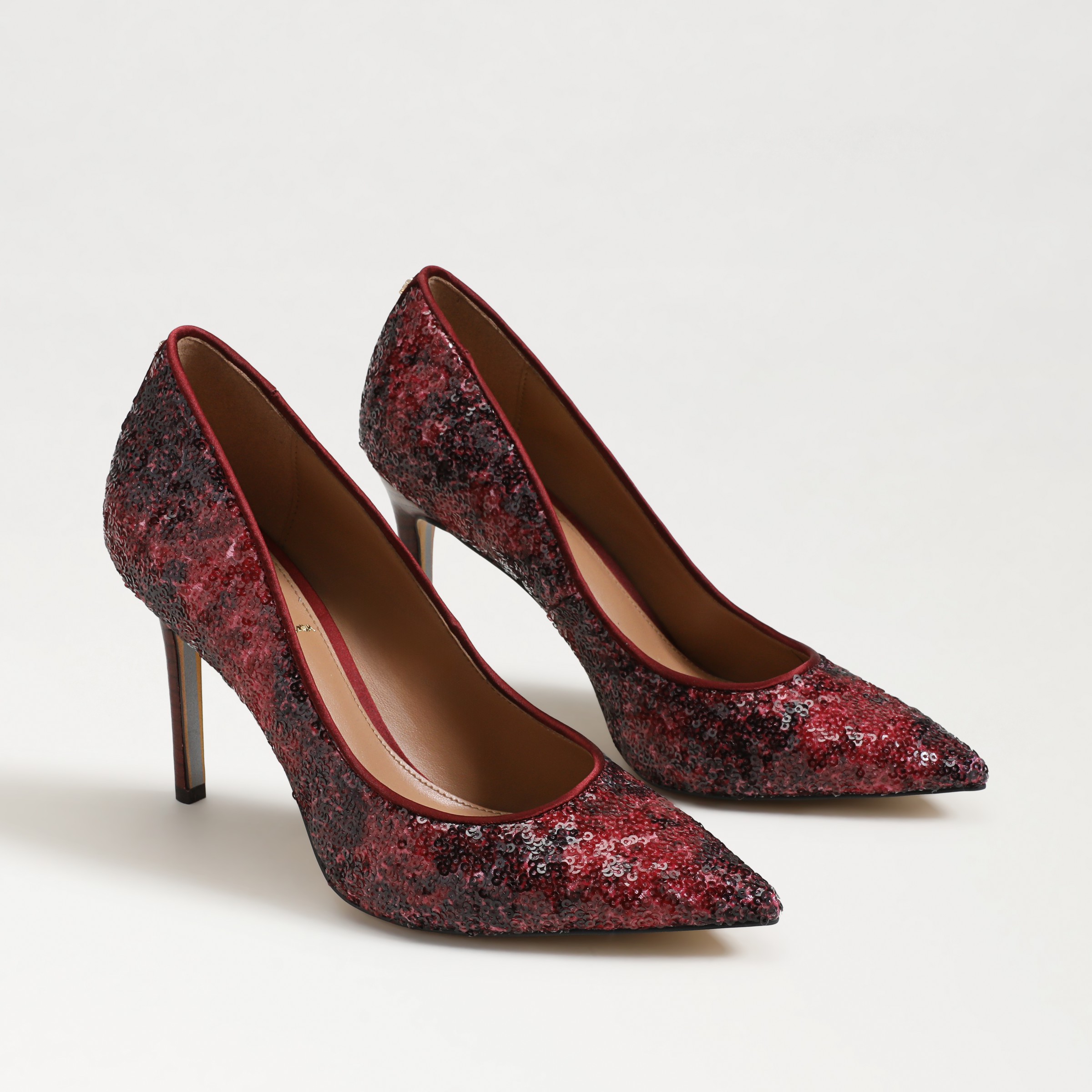 Sam Edelman Hazel Pointed Toe Pump Deep Cabernet Sequin In Red