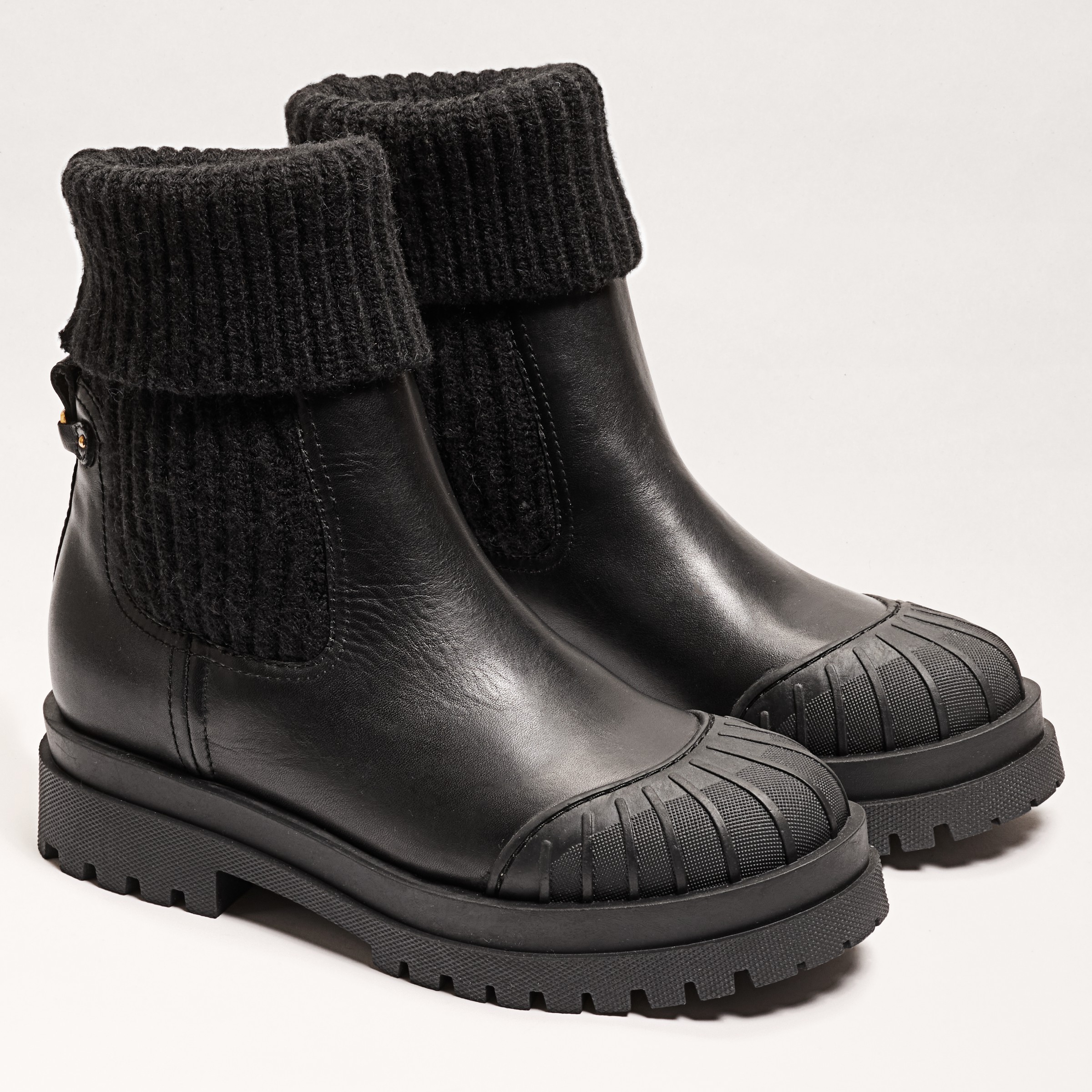 Sam Edelman Steele Knit Chelsea Boot Black Leather In Black