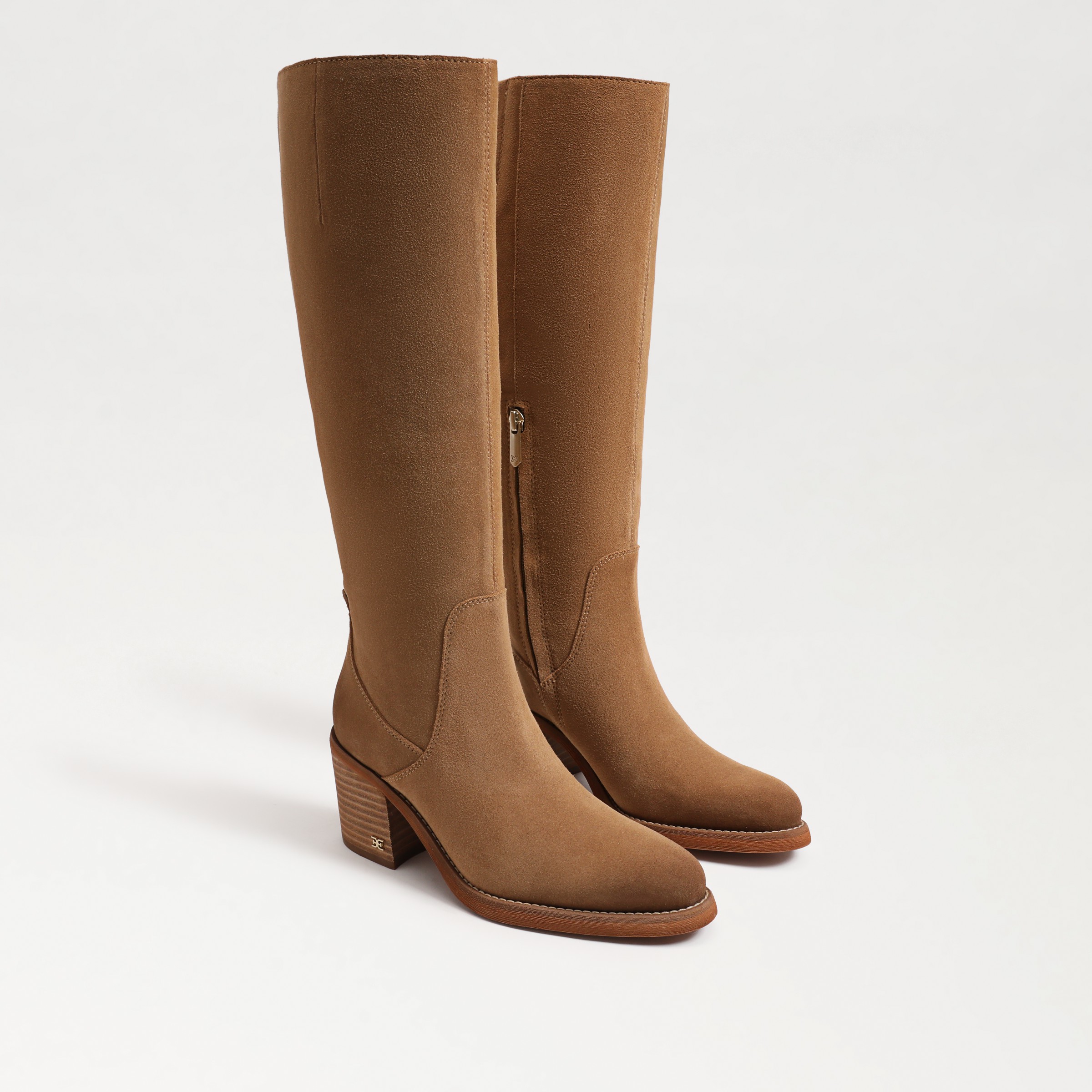 Sam Edelman Soyer Knee High Boot Golden Carmel Suede In Beige
