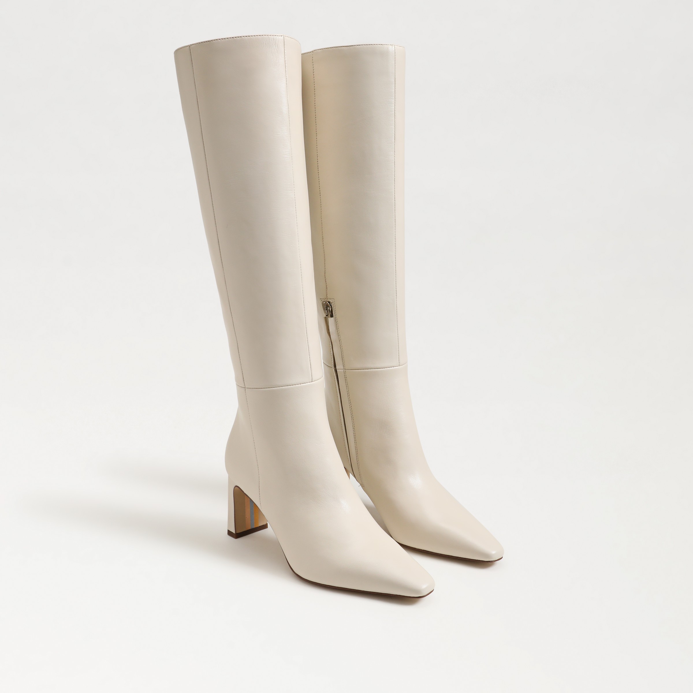 Sam Edelman Sylvia Wide Calf Knee High Boot Modern Ivory Leather In White
