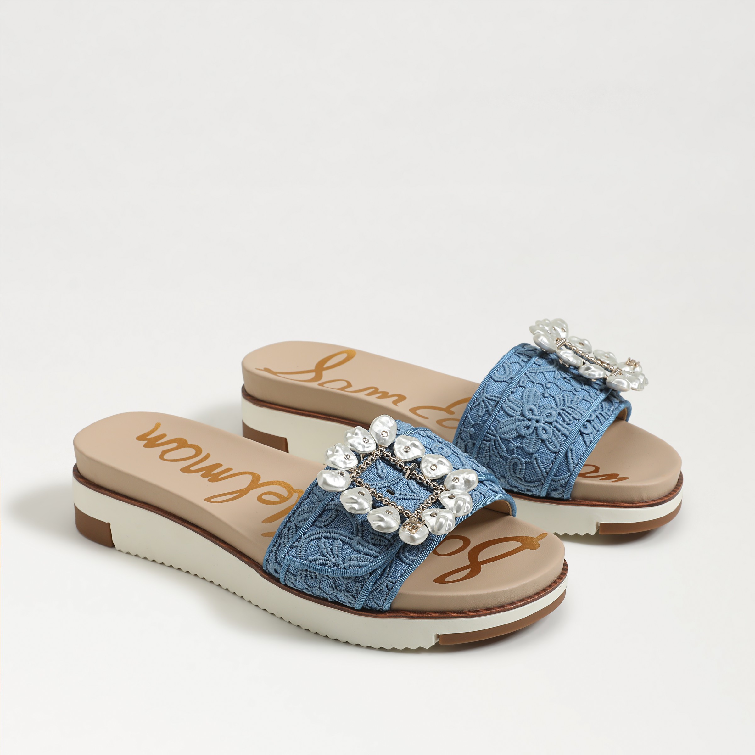 Sam Edelman Ariane Platform Slide Sandal In Blue