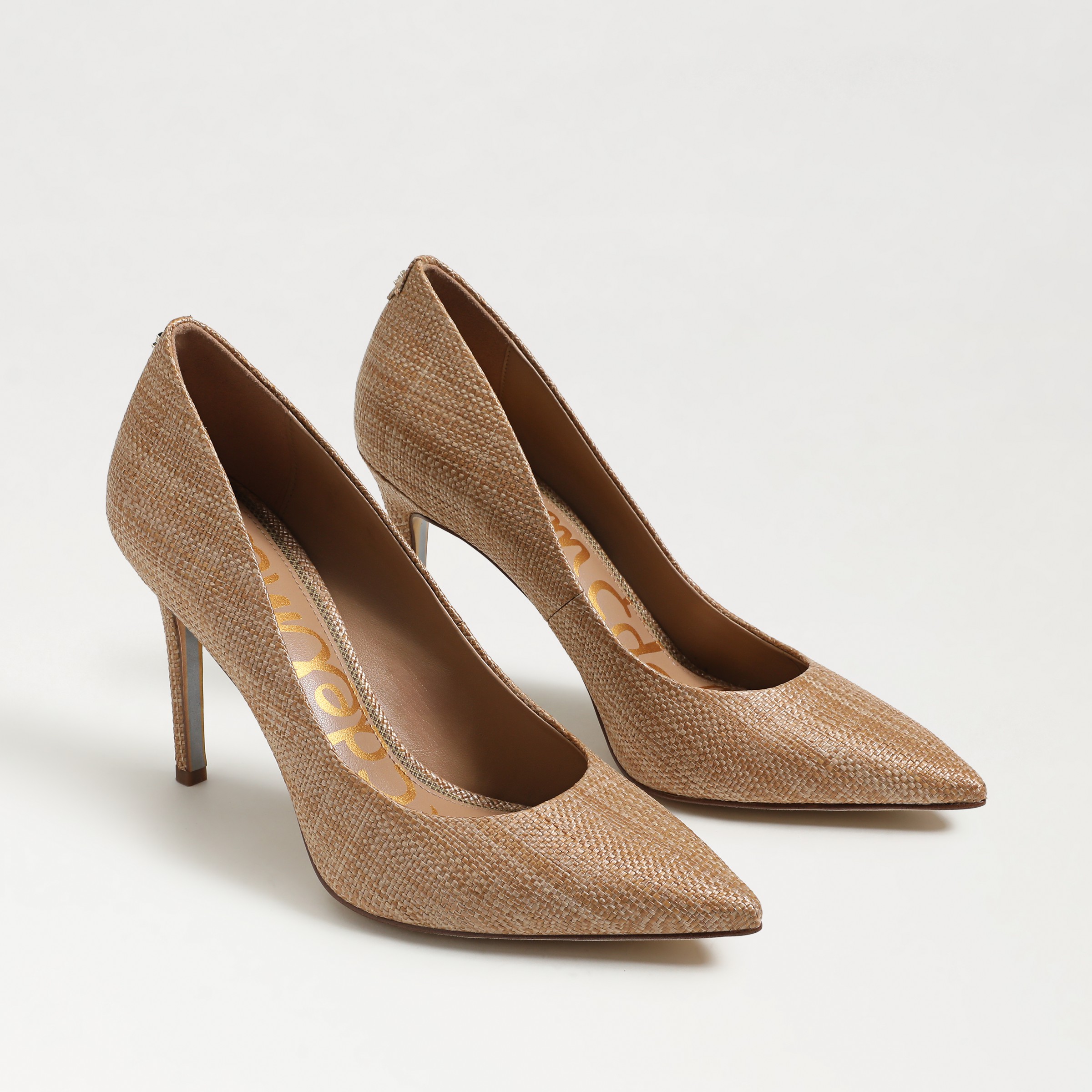 Sam Edelman Hazel Pointed Toe Pump Buff Tan Raffia In Tan