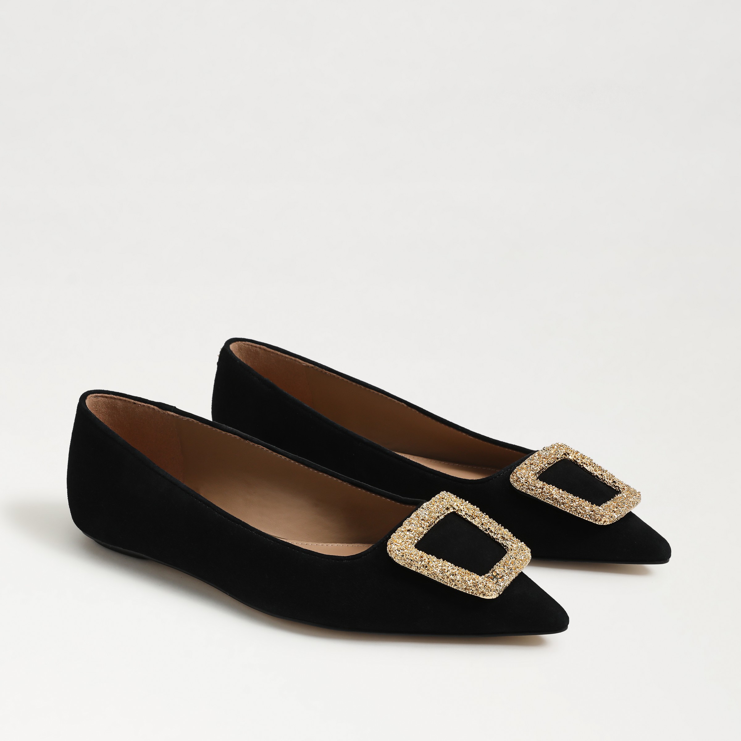 Sam Edelman Nico Pointed Toe Ballet Flat Black Leather In Black