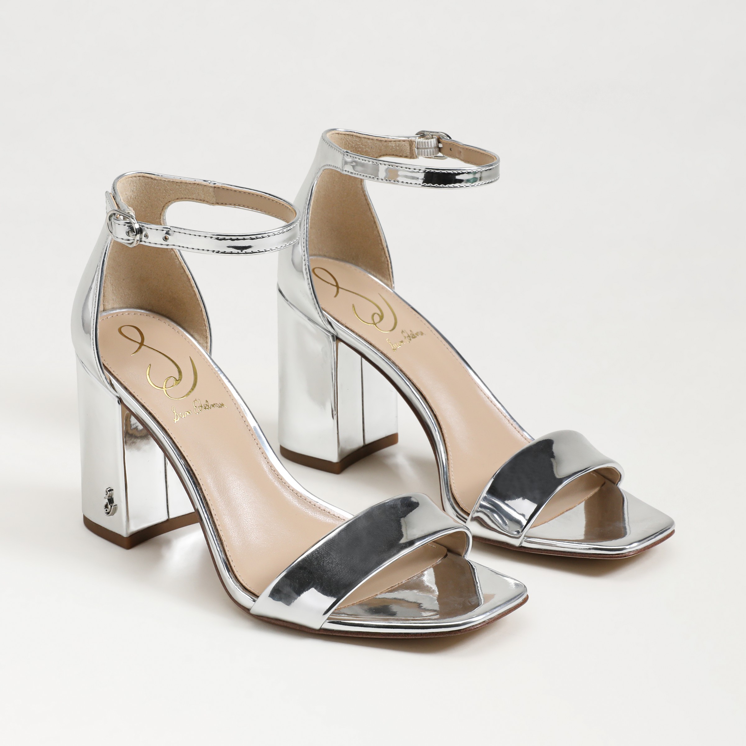 Sam Edelman Daniella Block Heel Sandal Soft Silver In Silver