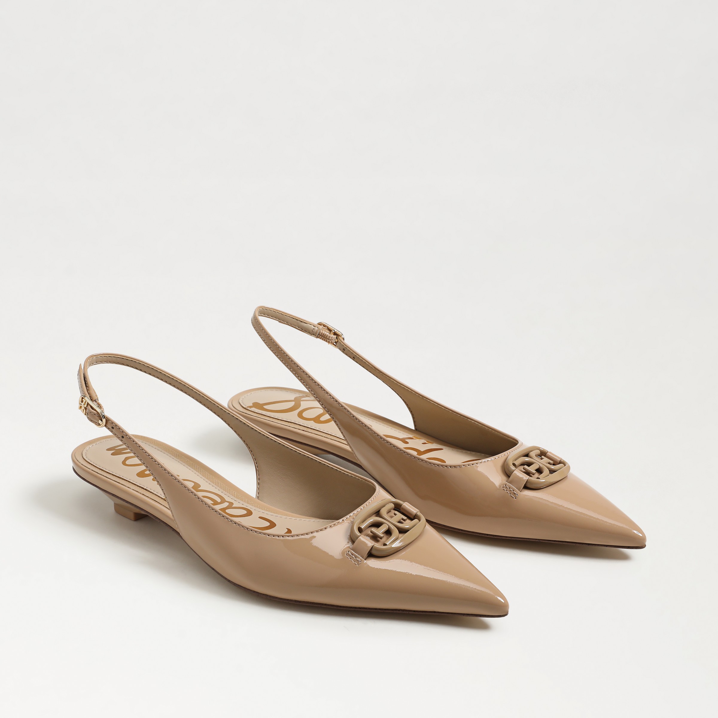 Sam Edelman Aggie Slingback Flat Sienna Tan Patent Leather In Beige