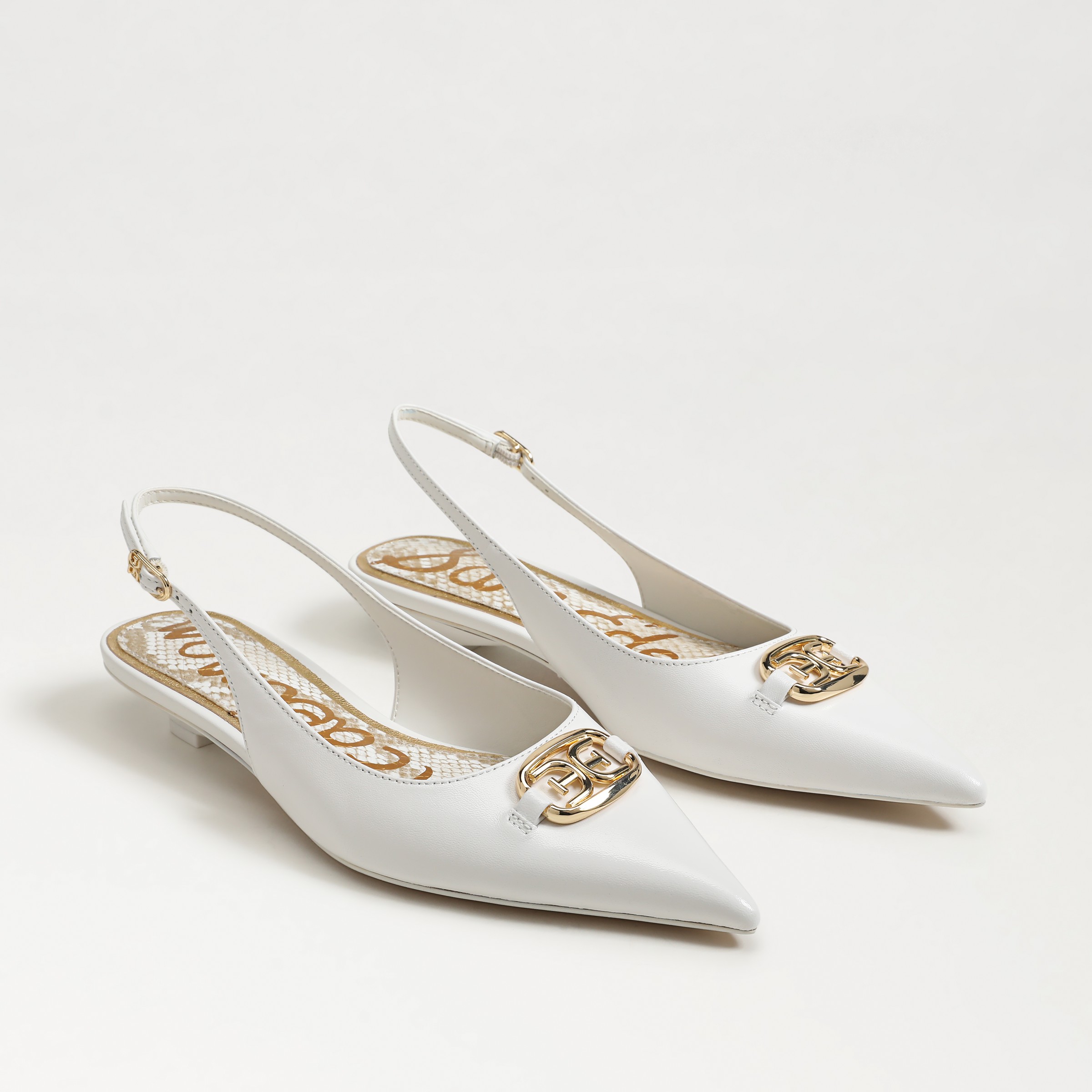 SAM EDELMAN SAM EDELMAN AGGIE SLINGBACK FLAT BRIGHT WHITE LEATHER