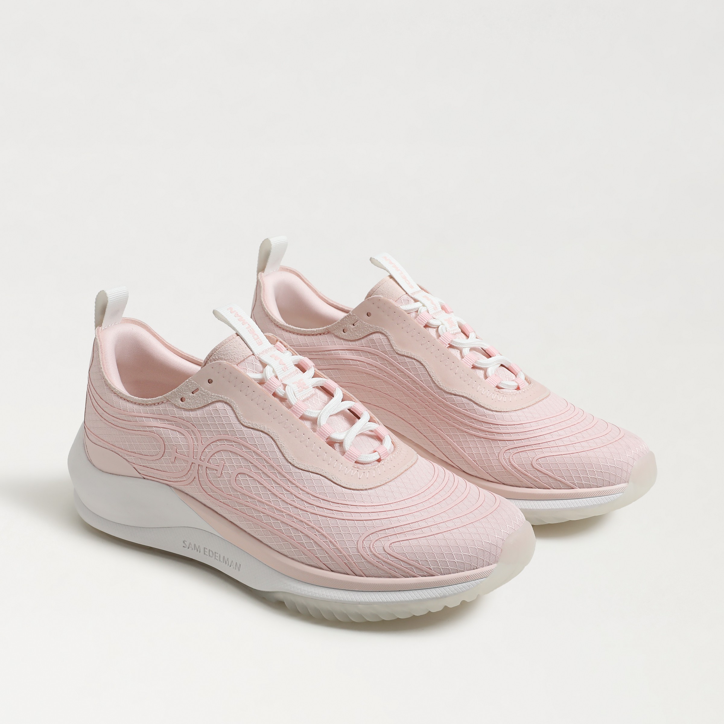Sam Edelman Miles Lace Up Performance Sneaker Rosewater Mesh In Pink