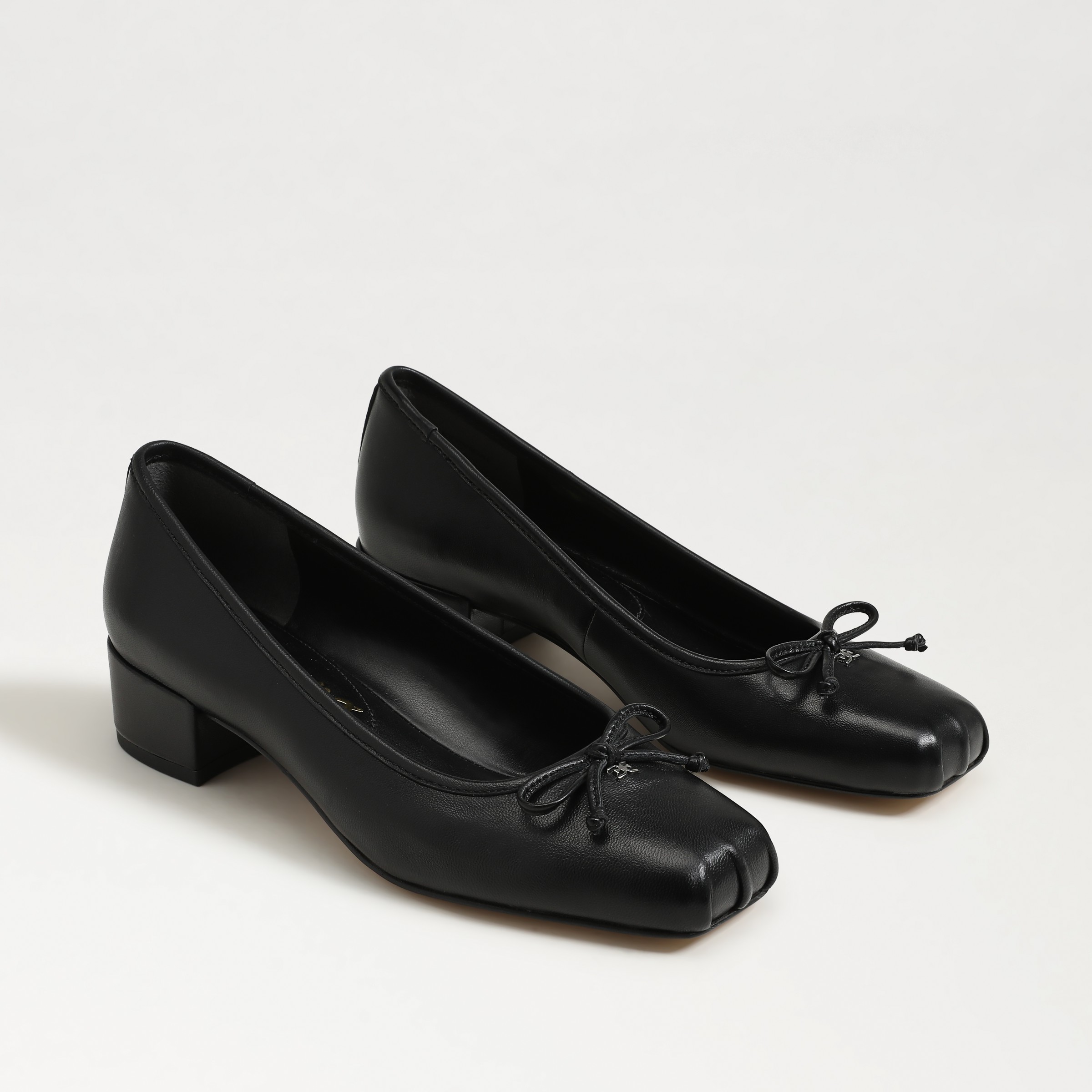 Sam Edelman Rosa Block Heel Ballet Black Leather In Black