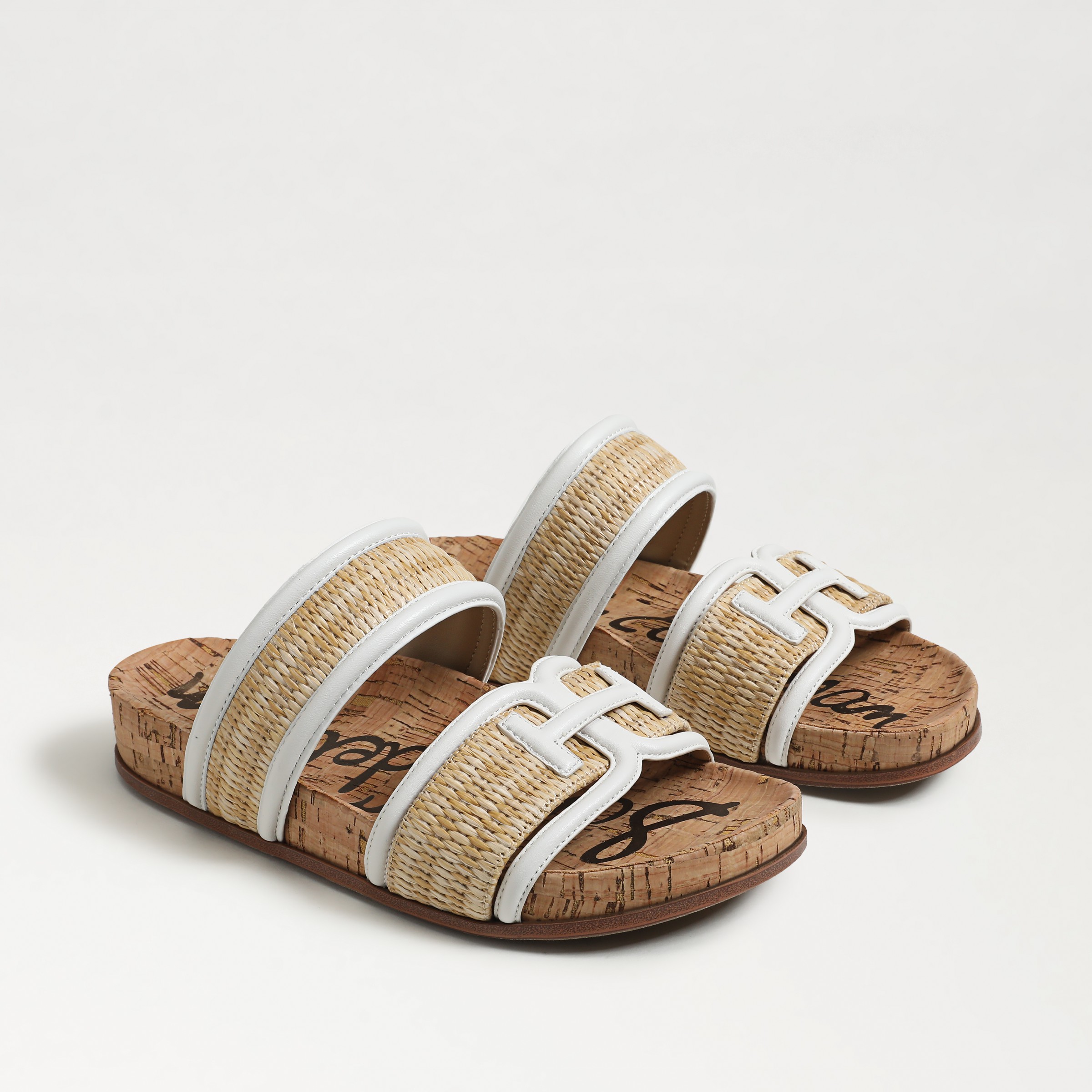 Sam Edelman Rowan Slide Footbed Sandal Dark Natural/white Weave In Brown