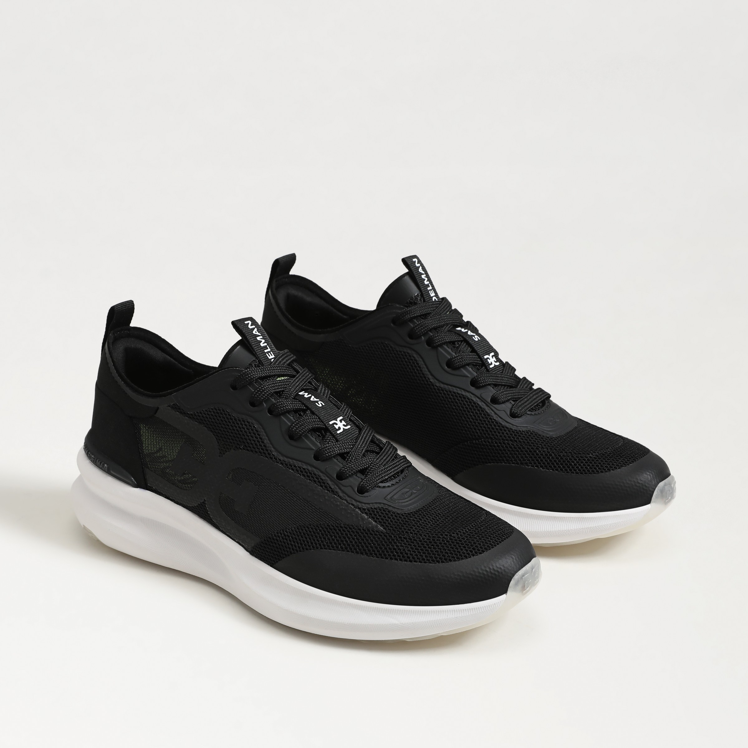 Sam Edelman Sarita Lace Up Performance Sneaker Black Mesh In Black