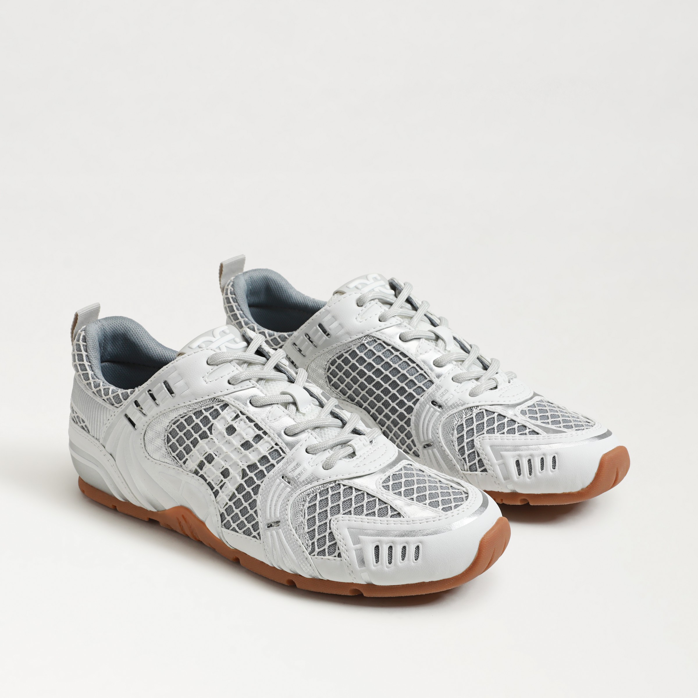 Sam Edelman Brookyln Lace Up Sneaker Grey Multi/silver Mesh In Grey