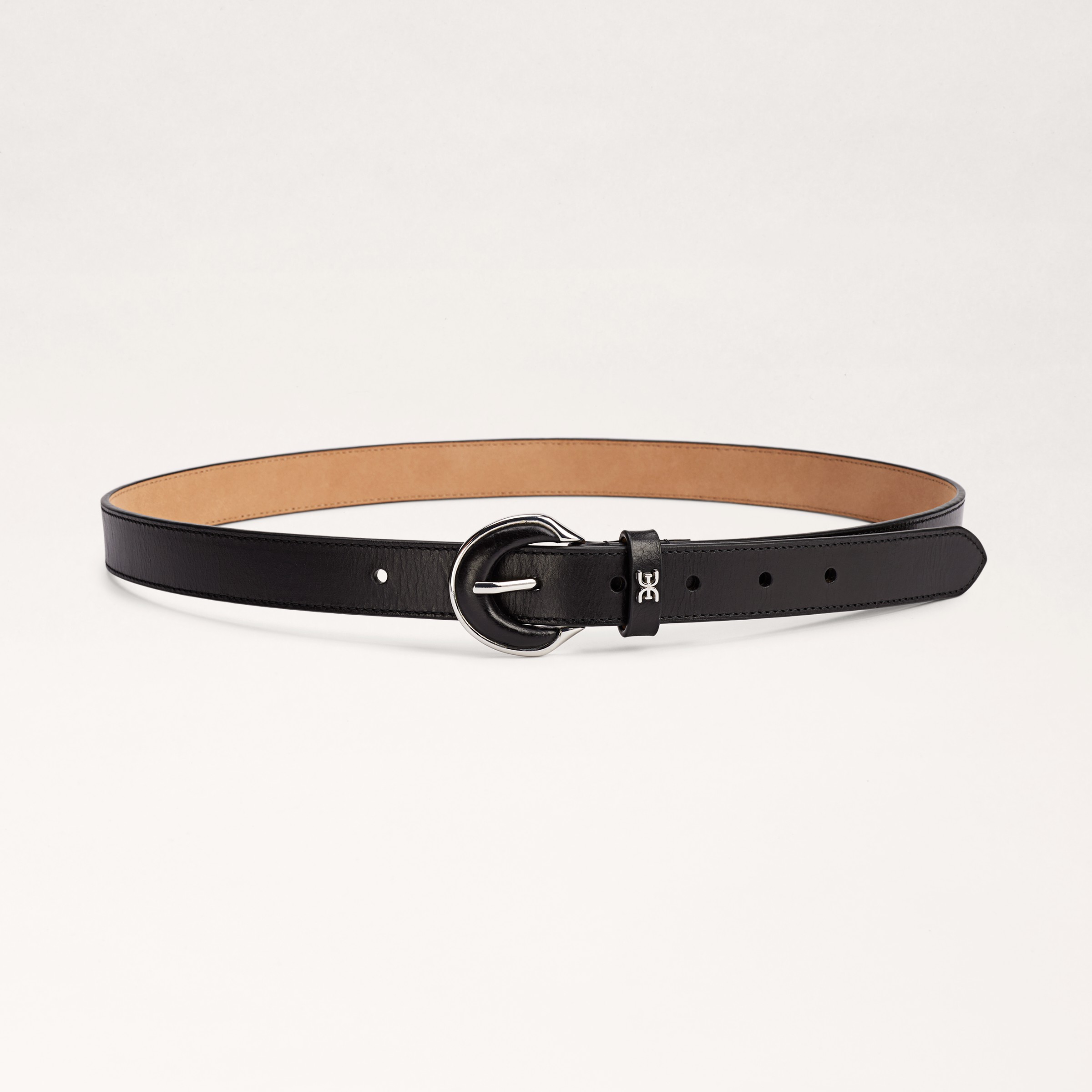 Sam Edelman 25mm Leather Inlay Belt Black Leather In Black