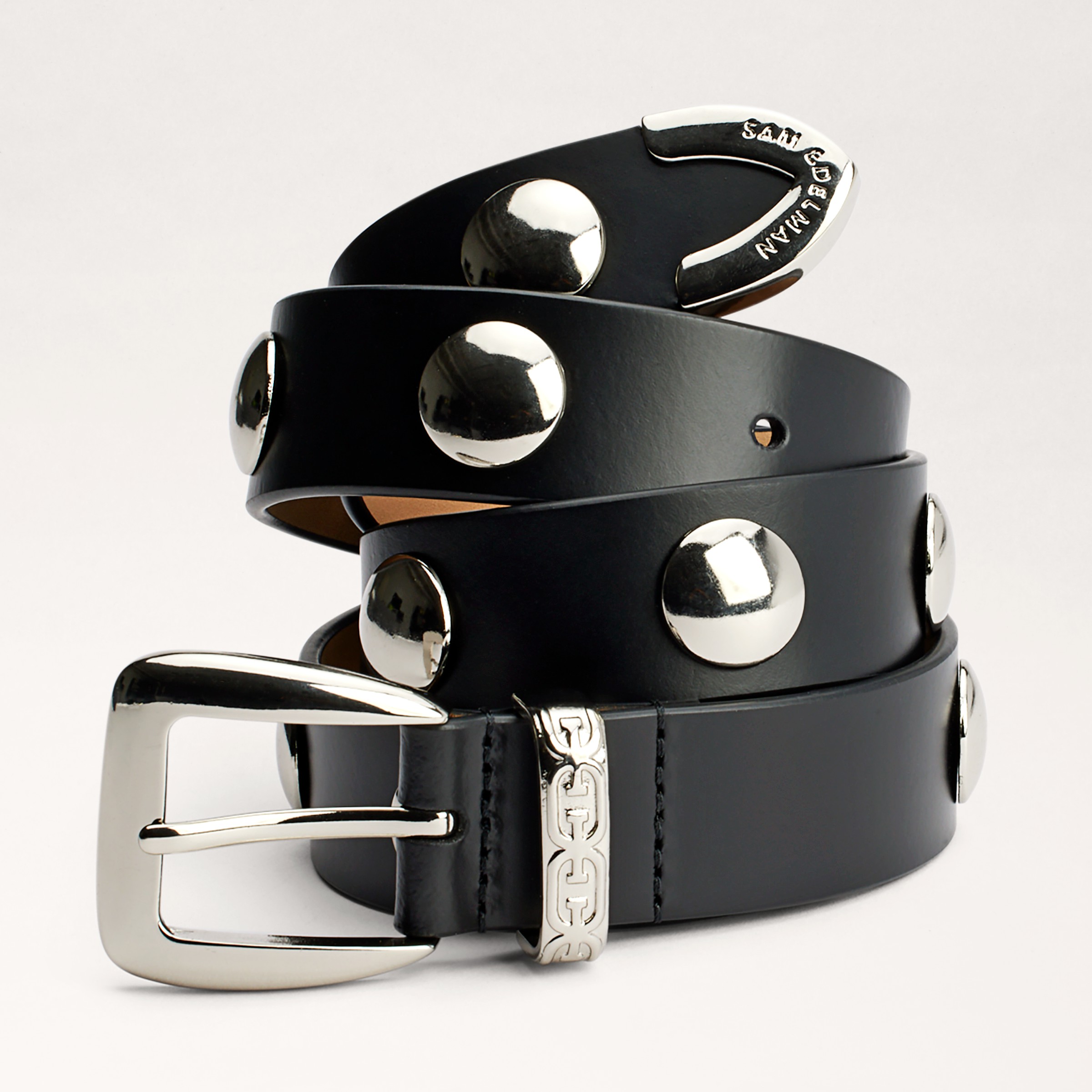 Sam Edelman 28mm Flat Stud Belt Black Leather In Black