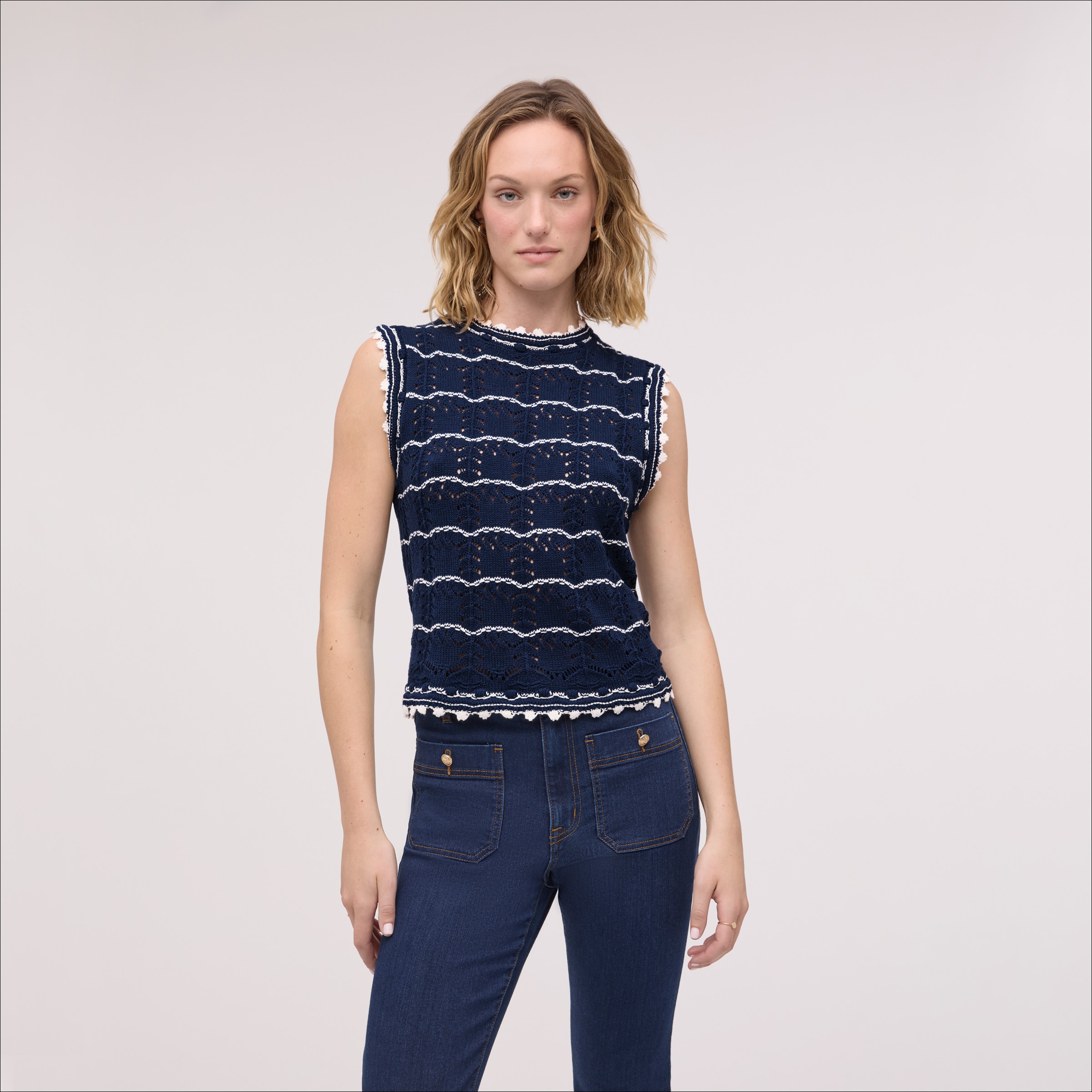 Sam Edelman Willa Pullover Knit Tank Navy In Blue