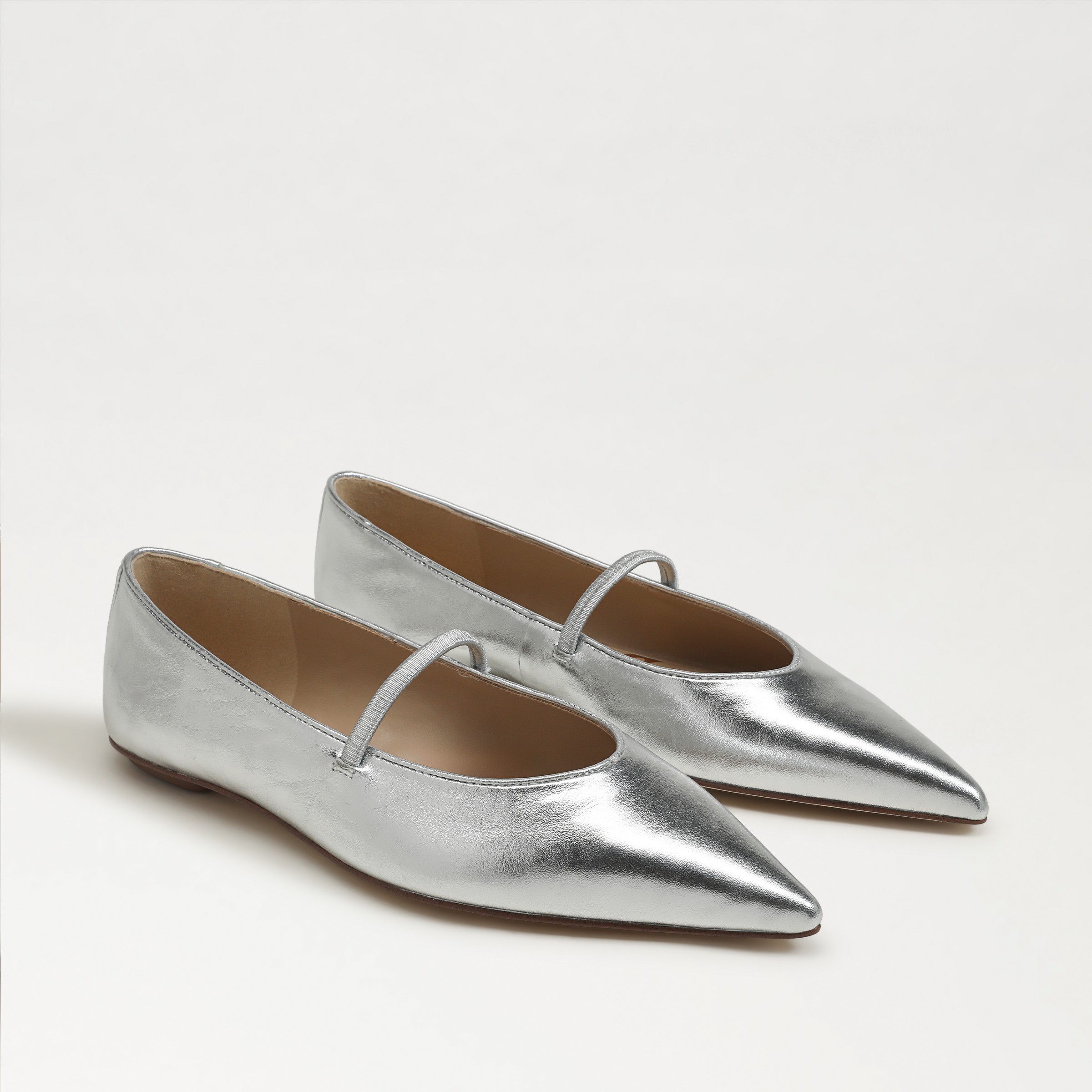 Sam Edelman Nesta Strap Ballet Flat Soft Silver Leather In Silver