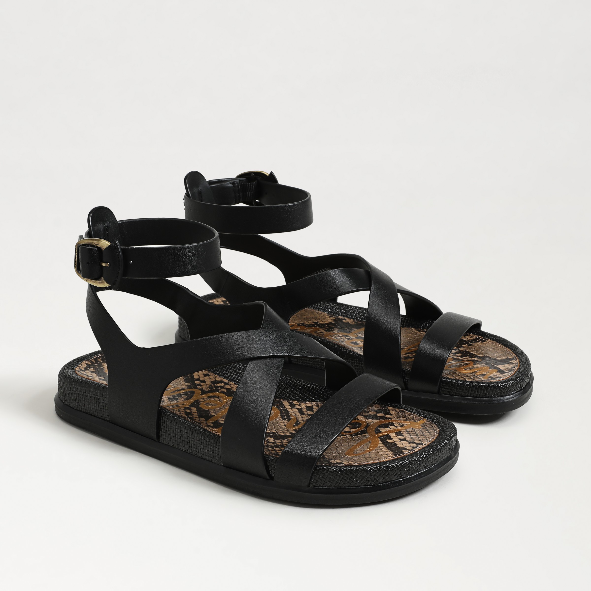 Sam Edelman Delia Footbed Sandal Black Leather In Black