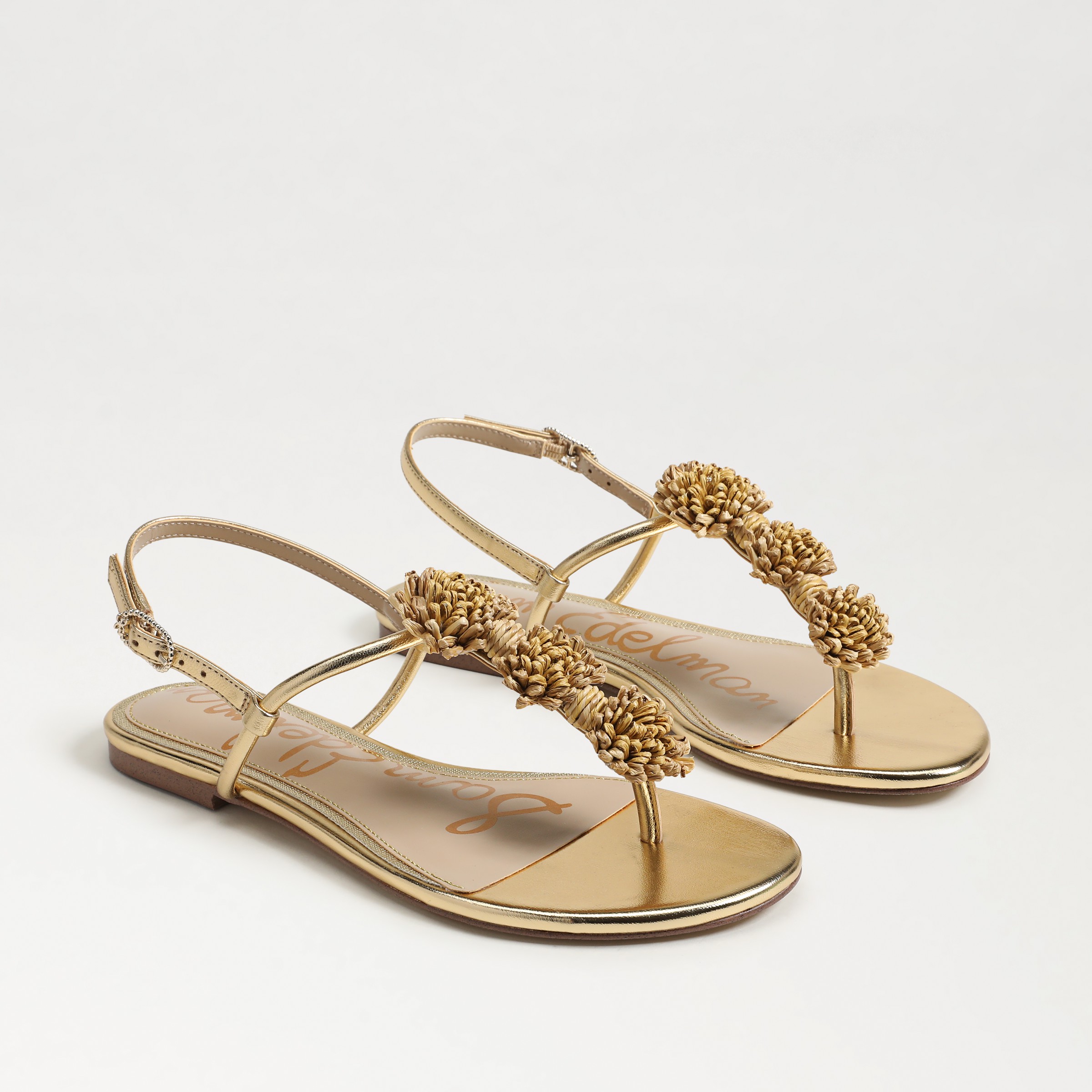 Sam Edelman Eliza Woven Thong Sandals In Gold