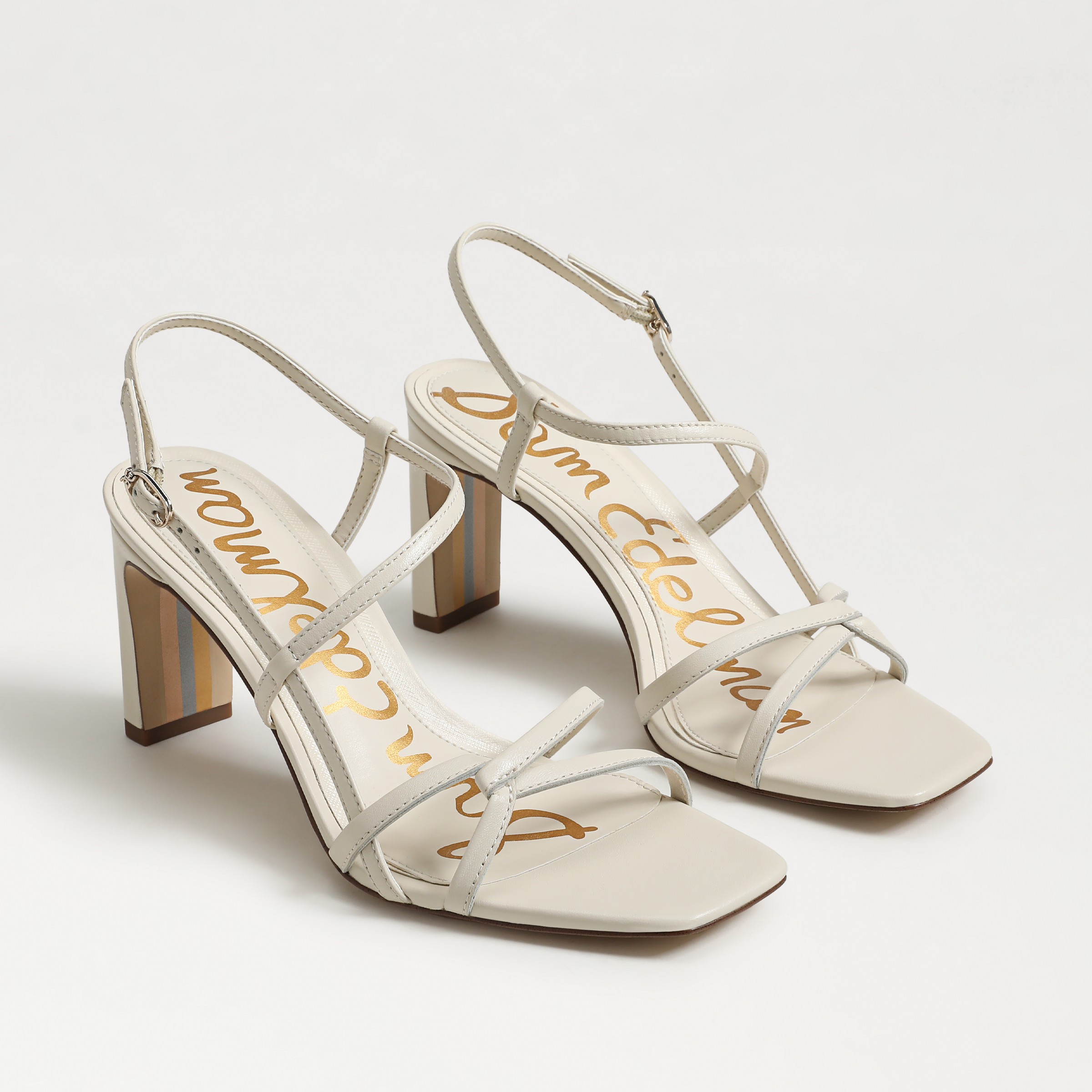 Sam Edelman Emmie Strappy Heel Sandal Modern Ivory Leather In White