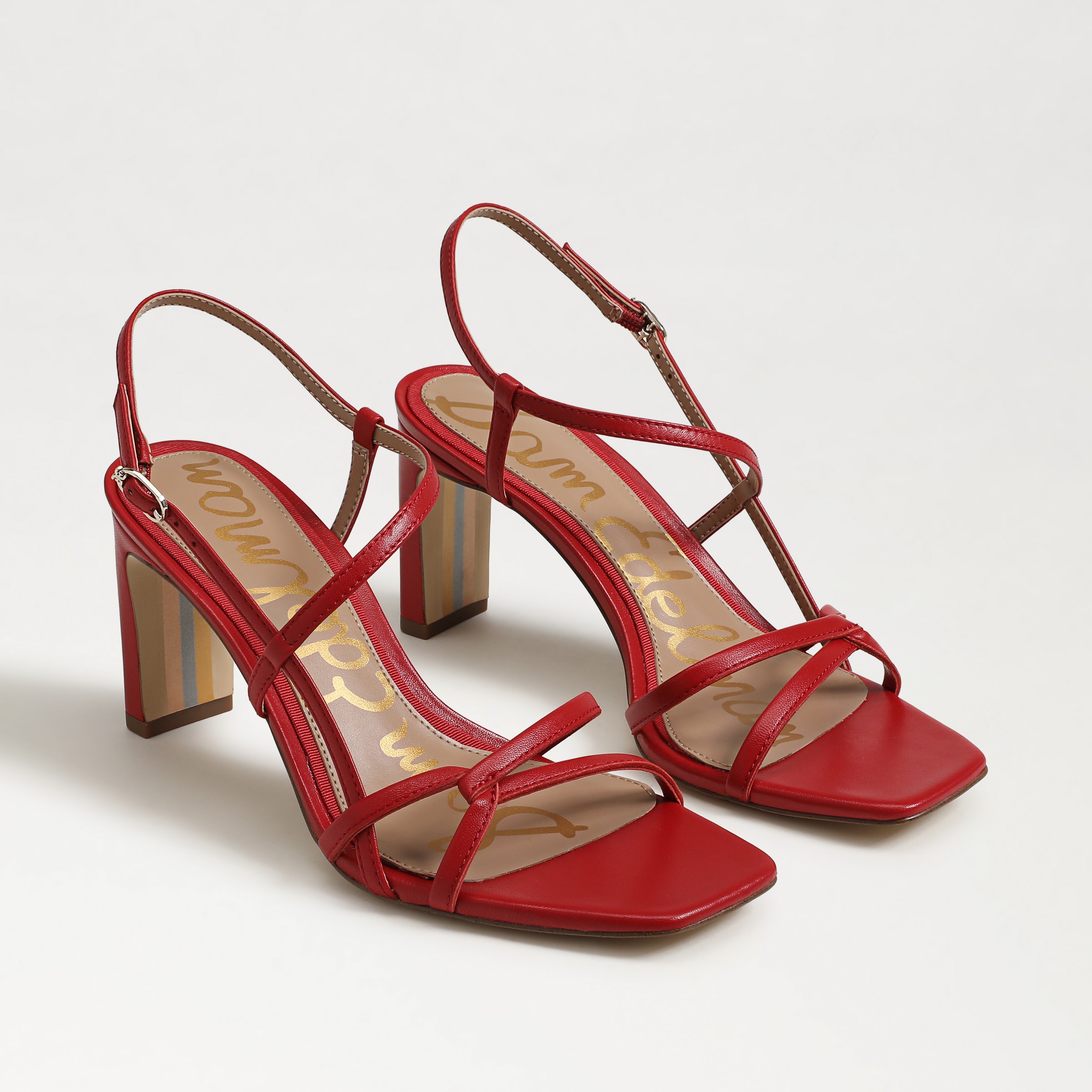 Sam Edelman Emmie Strappy Heel Sandal Summer Red Leather In Red