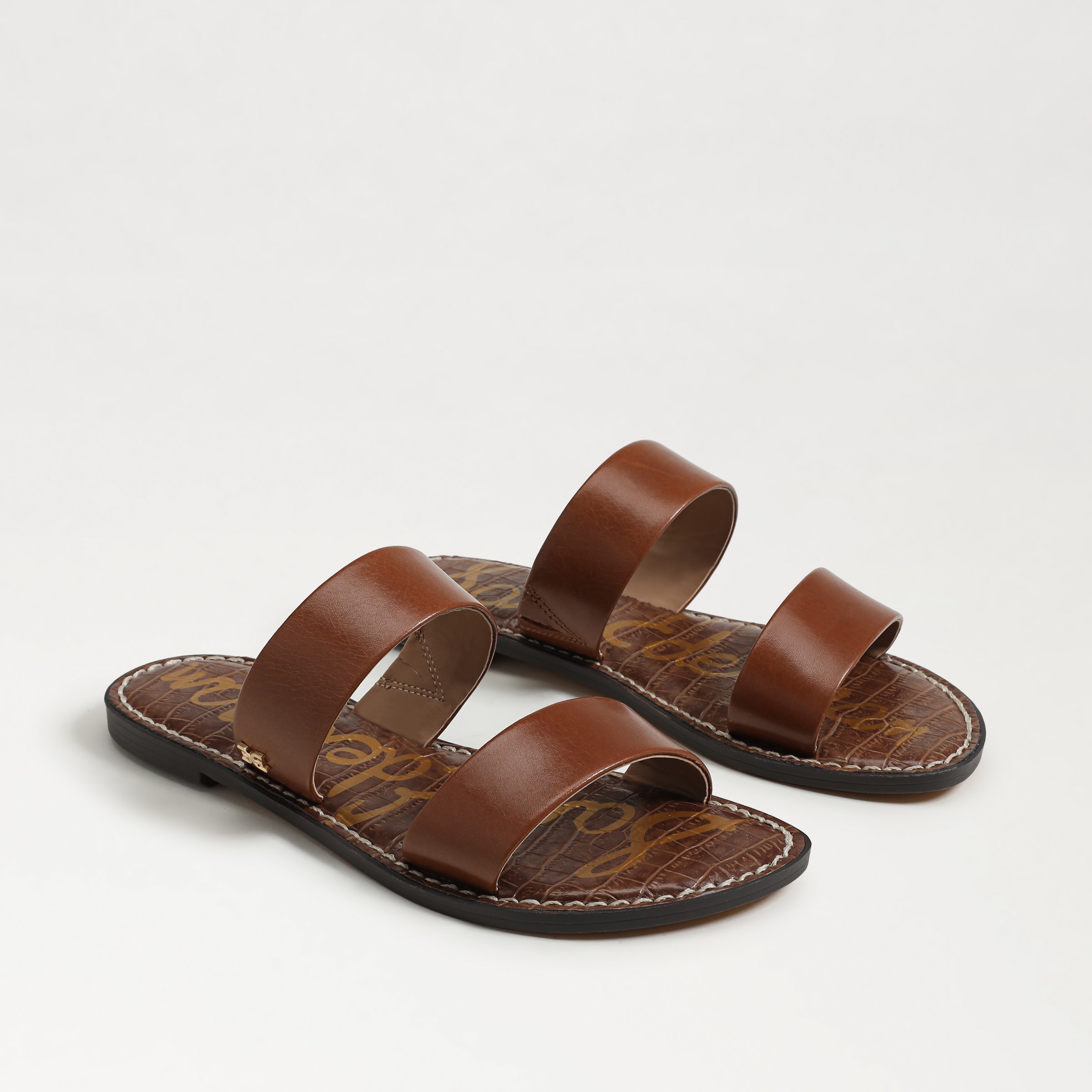 Sam Edelman Gala Double Strap Slide Sandal Cognac Leather In Brown
