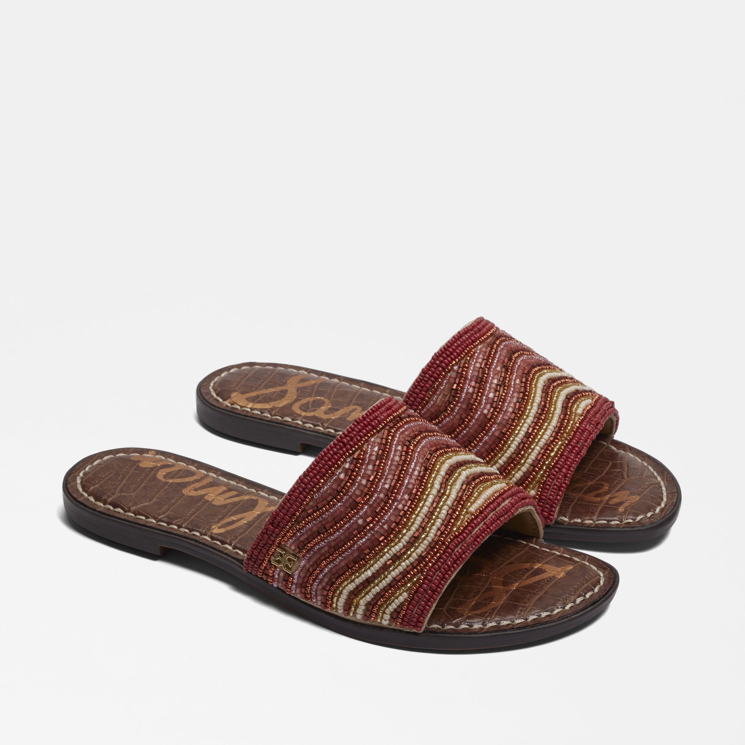 Sam Edelman Gallie Beaded Slide Sandal Sunset Multi Beads In Brown
