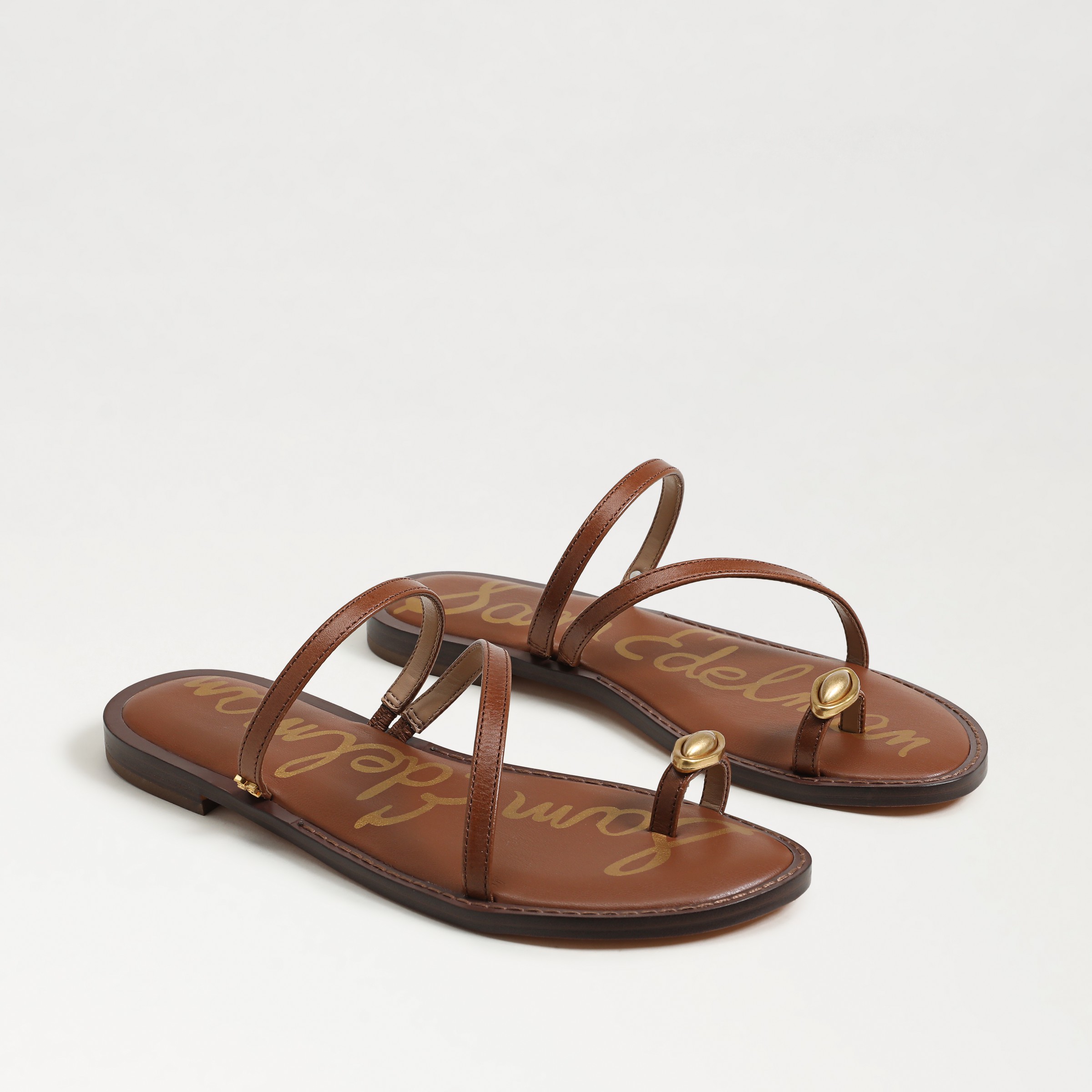 Sam Edelman Harlyn Toe Strap Sandal Cognac Brown Leather In Brown