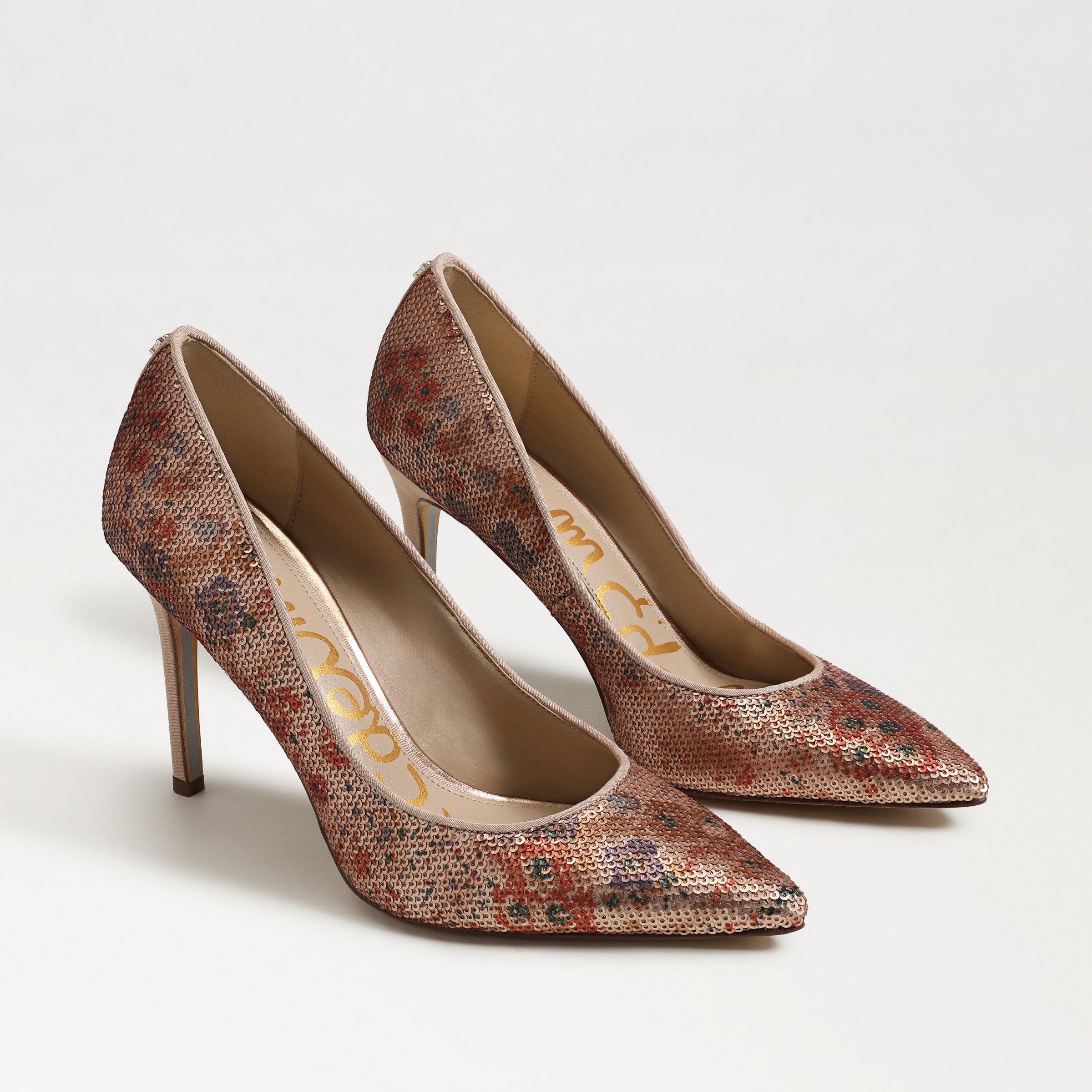 Sam Edelman Hazel Pointed Toe Pump Rose Multi Sequin In Pink