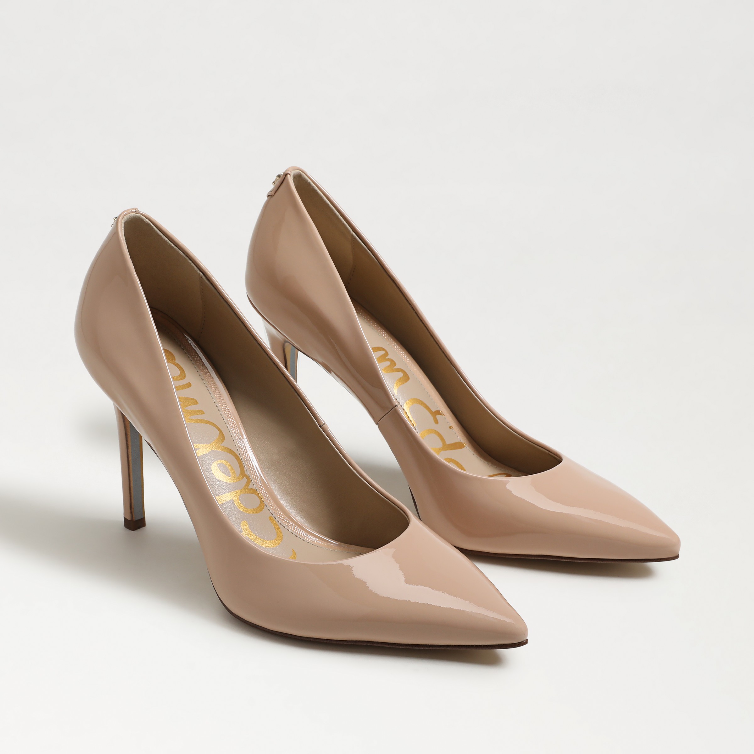 Sam Edelman Hazel Pointed Toe Pump Beige Blush Satin In Beige