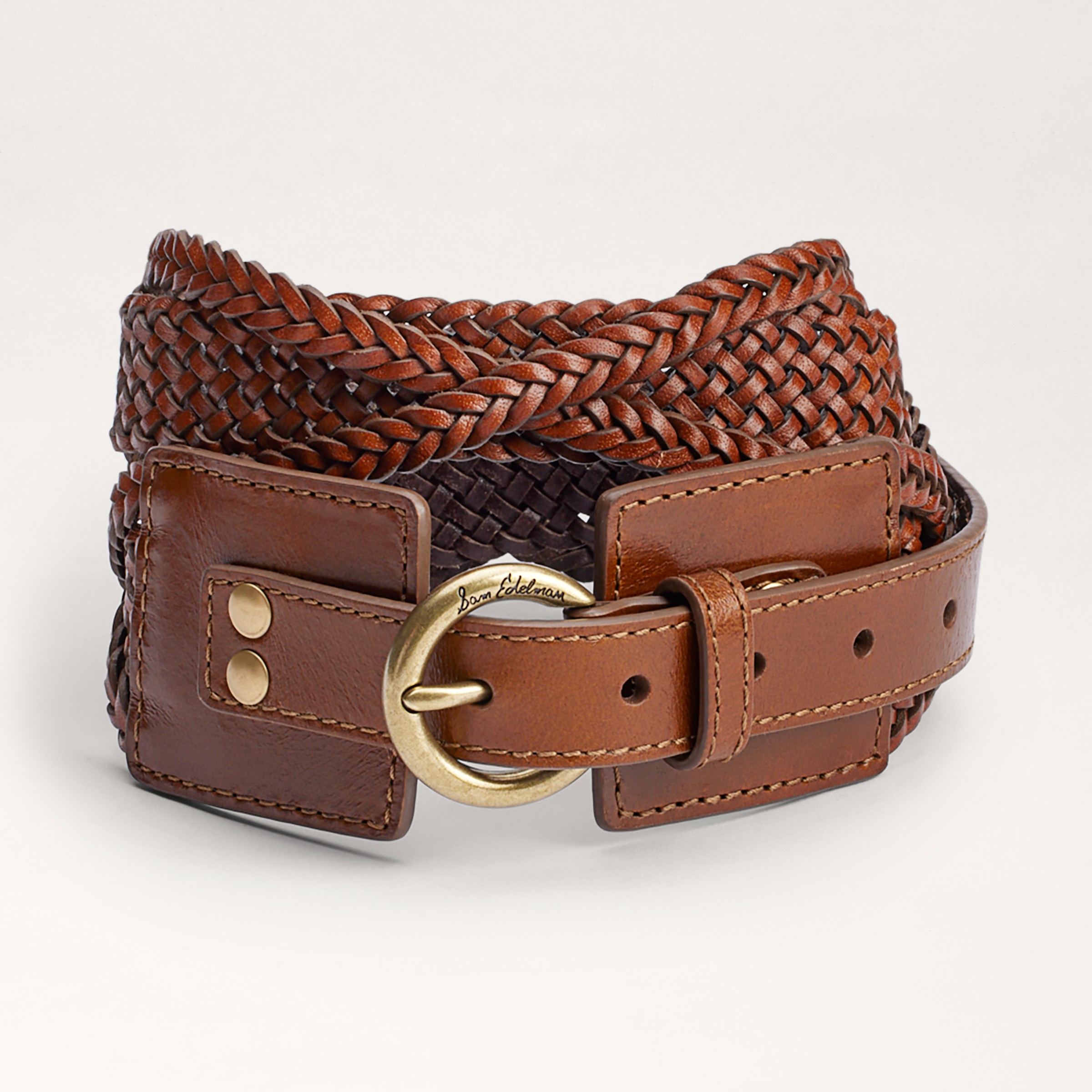 Sam Edelman 60mm Twist Braid Belt Light Brown Leather In Brown